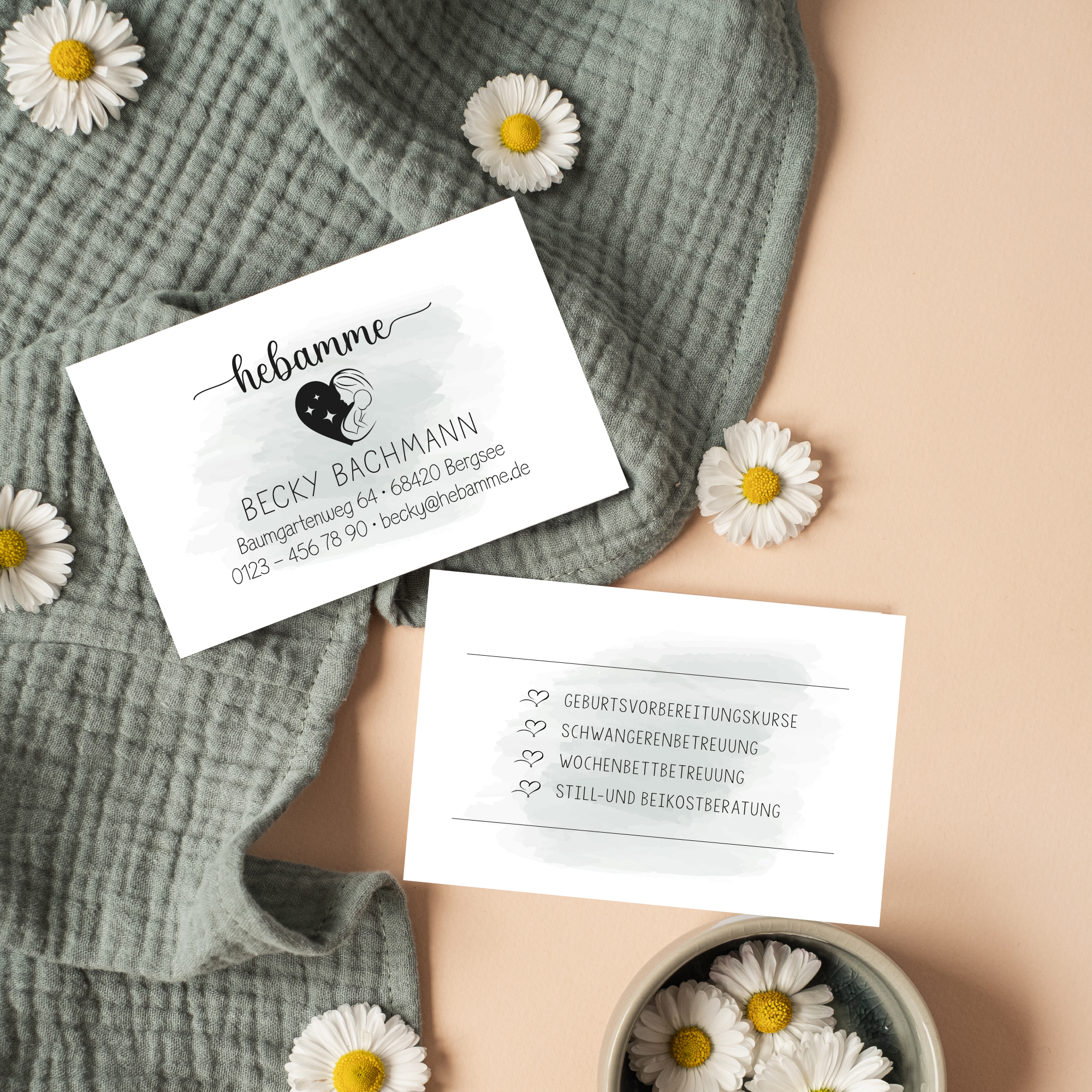 Visitenkarten passend zum Stempel-Design "Becky" | beidseitig bedruckt