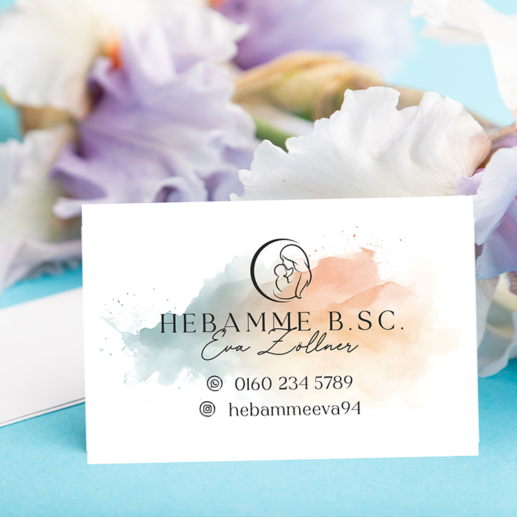 Premium Visitenkarten beidseitig matt "Eva" | Design passend zu deinem Stempel