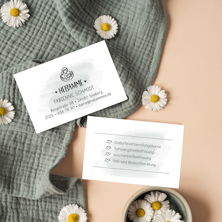 Exklusive Visitenkarten im Stempel-Design "Fabienne" | Elegante Papeterie 350g Offset matt