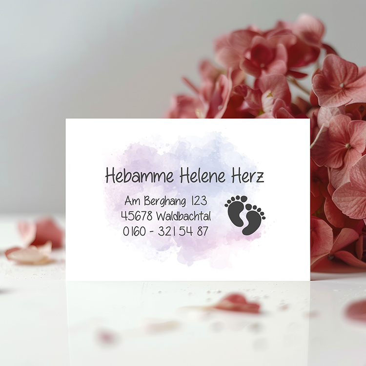Visitenkarten im Stempel-Look "Füßchen" | Beidseitig bedruckt auf 350g Papier matt