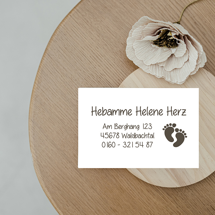 Visitenkarten im Stempel-Look "Füßchen" | Beidseitig bedruckt auf 350g Papier matt