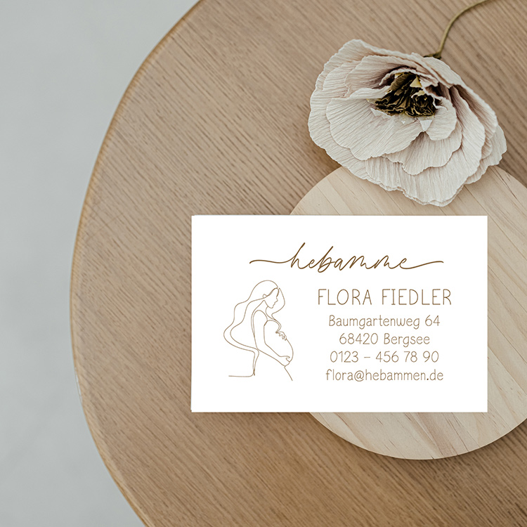 Visitenkarten für Hebammen & Doulas | Passend zum Stempel-Design "Flora" 350g matt
