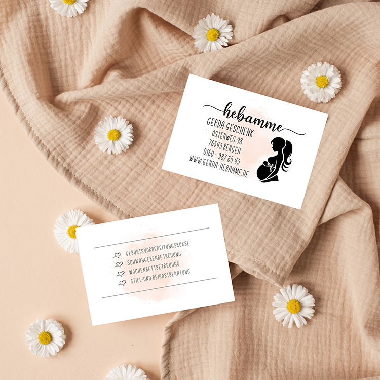 Visitenkarten Hebamme & Doula "Gerda" | Mattes Premium 350g matt Papier für Geburtsbegleitung 