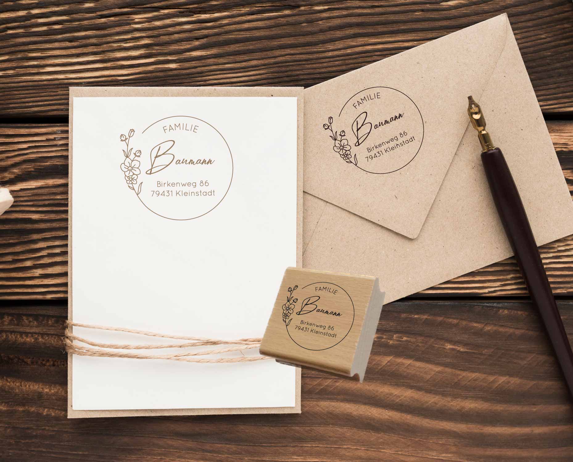 Personalisierter Adresstempel "Baumann" | 4–10 cm