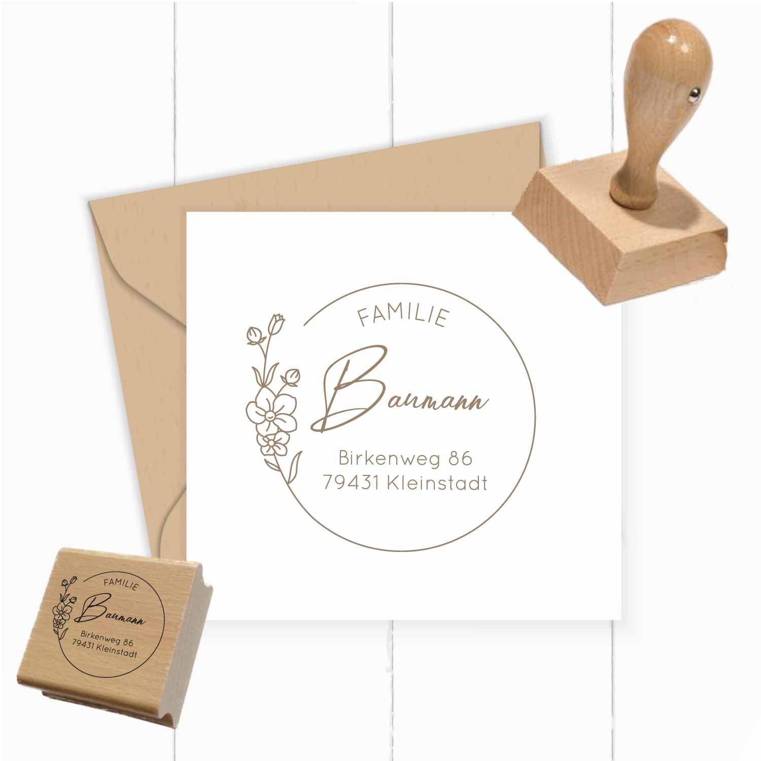 Personalisierter Adresstempel "Baumann" | 4–10 cm - ST0337
