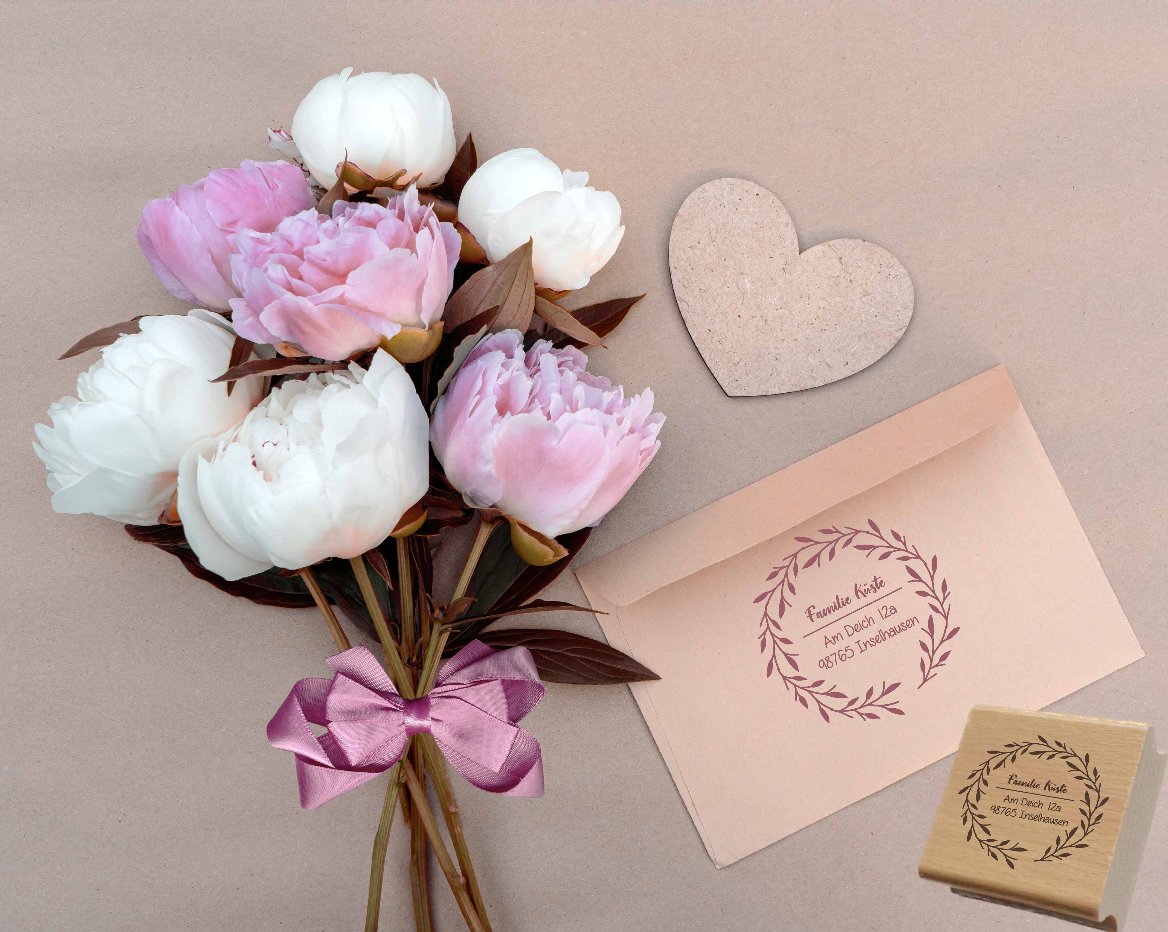 Personalisierter Adresstempel "Blätterkranz" | 4–10 cm 