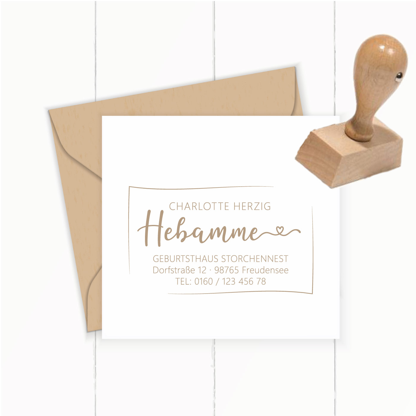 Adressstempel für Hebammen & Geburtshelfer "Charlotte" – personalisiert