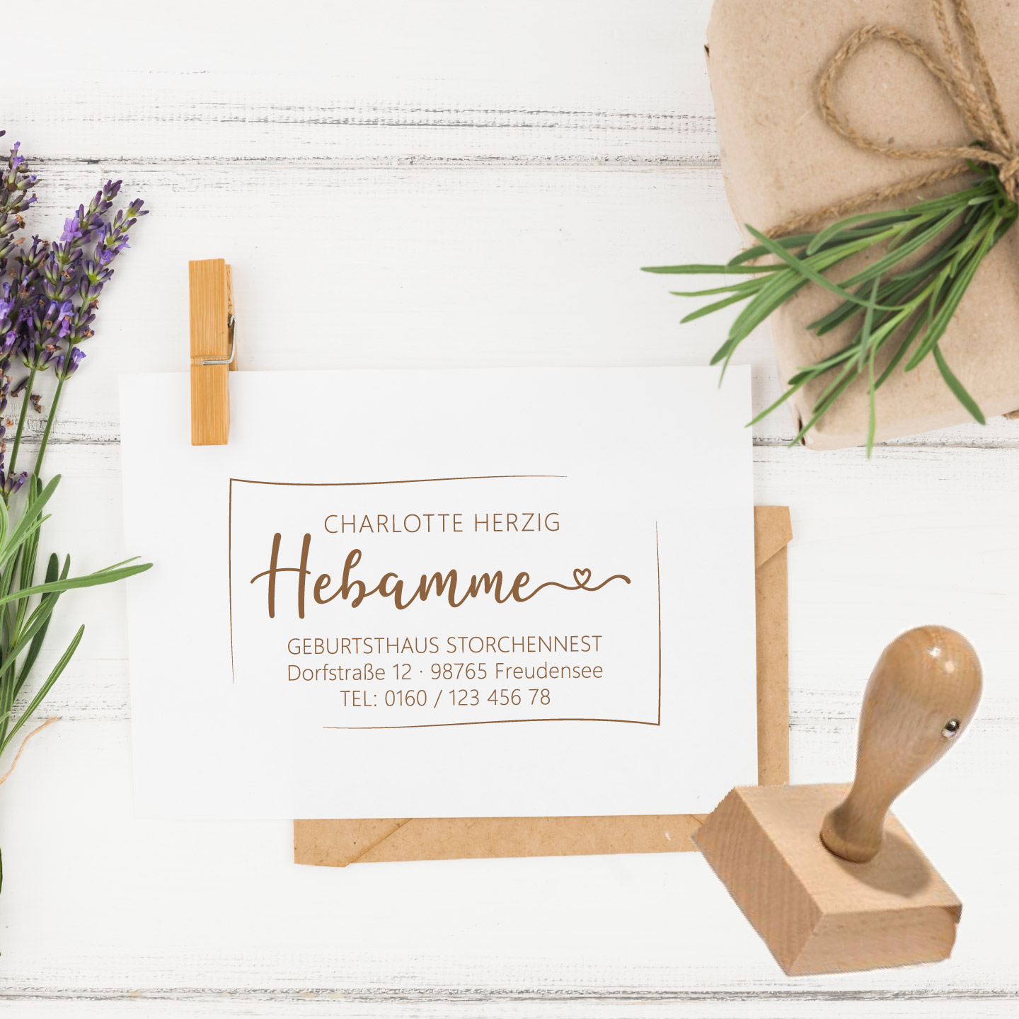 Adressstempel für Hebammen & Geburtshelfer "Charlotte" – personalisiert