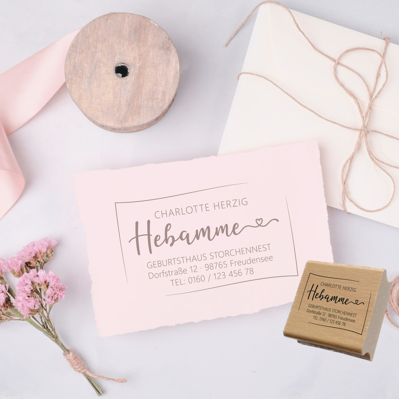 Adressstempel für Hebammen & Geburtshelfer "Charlotte" – personalisiert