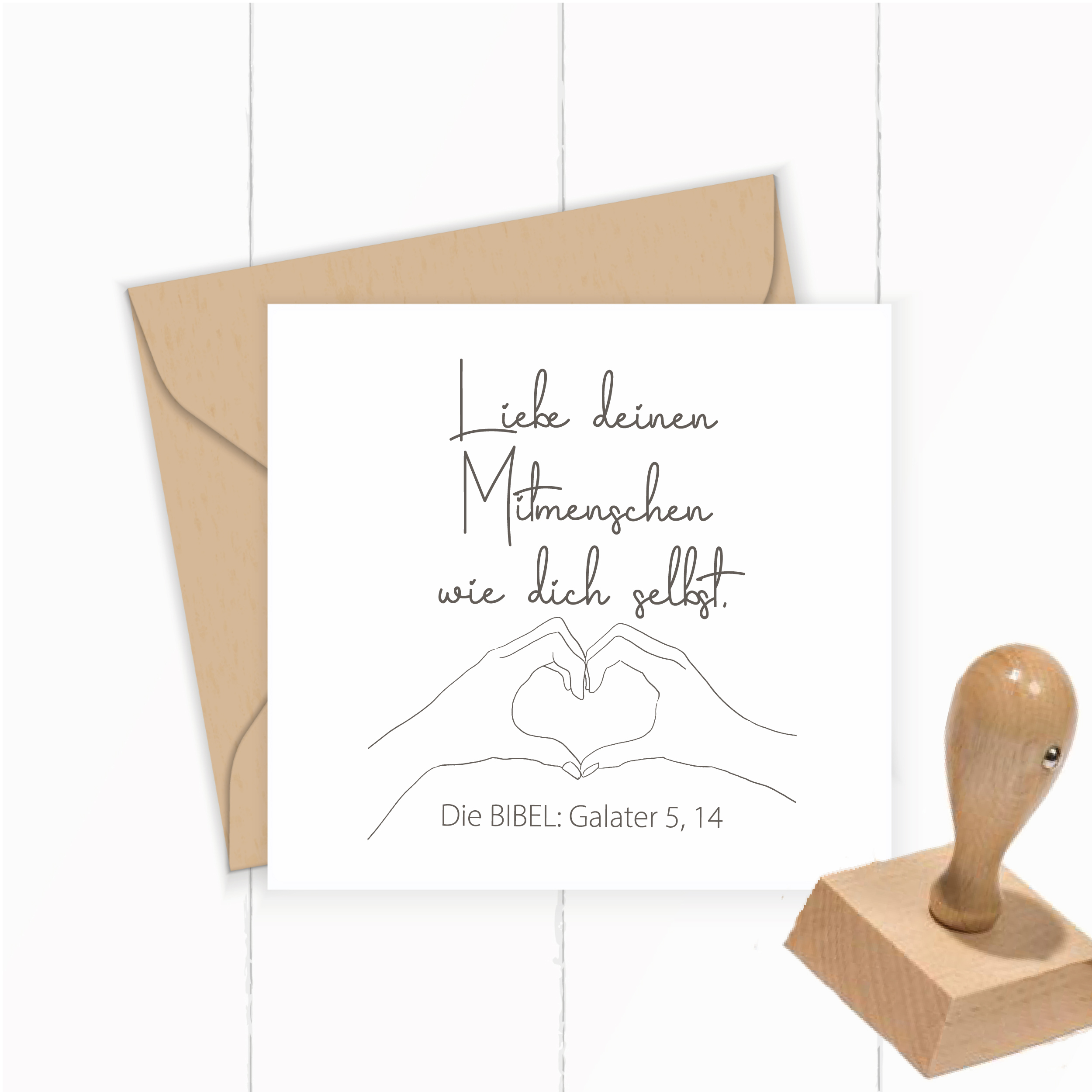 Bibelversstempel Liebe deinen Mitmenschen wie dich selbst. Galater 5,14