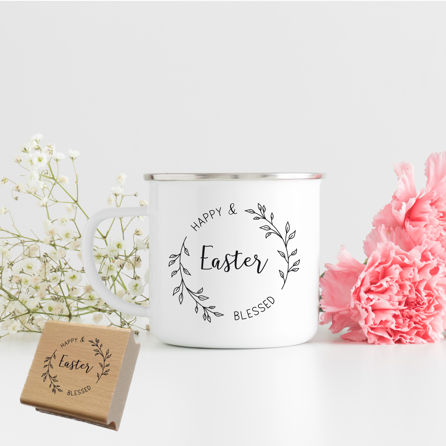 Oster-STEMPEL "Happy & blessed Easter"