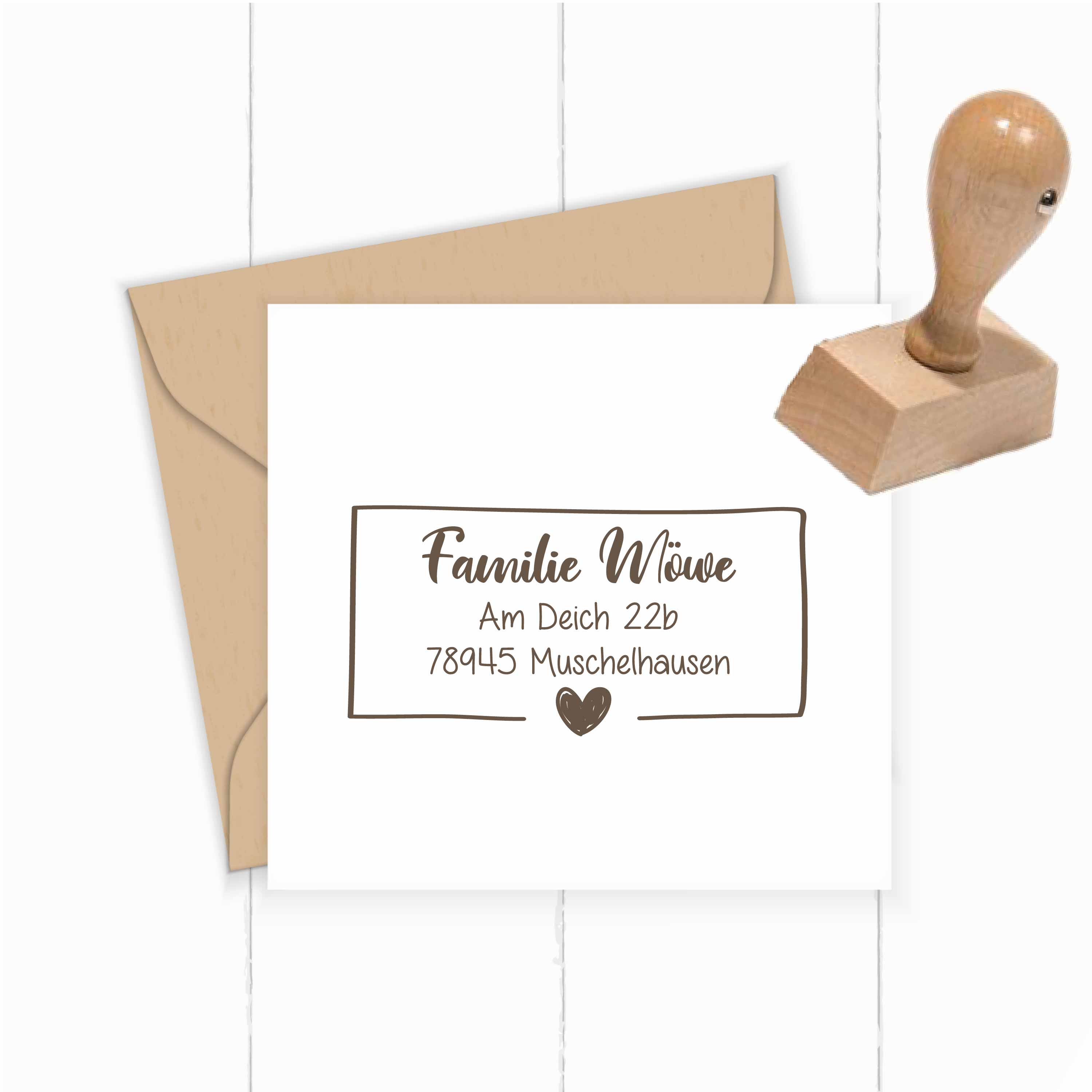 Personalisierter Adresstempel "Heart" | 58 x 22 mm - ST0109