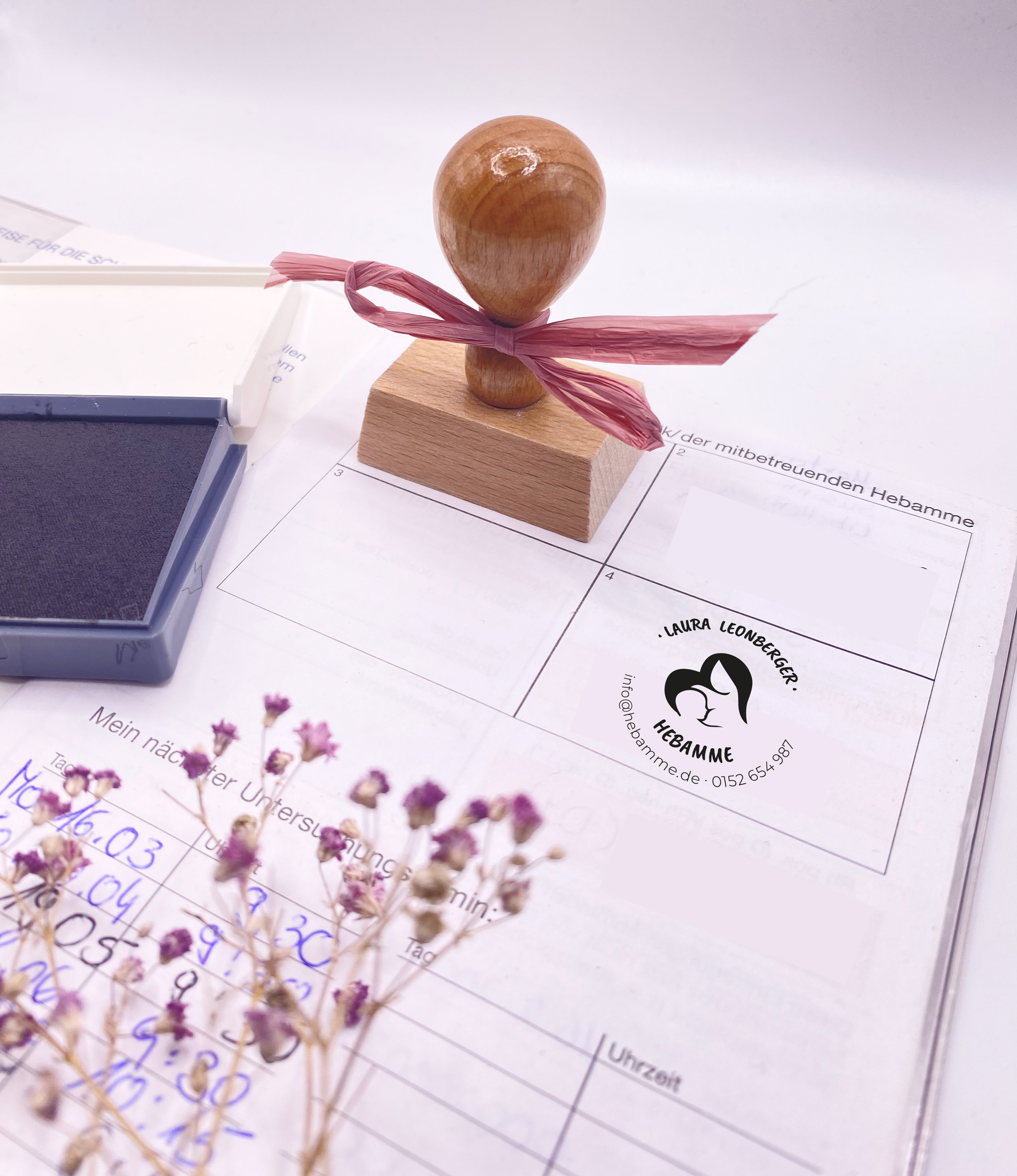 AdressSTEMPEL für Hebammen und Geburtshelfer "Herz"