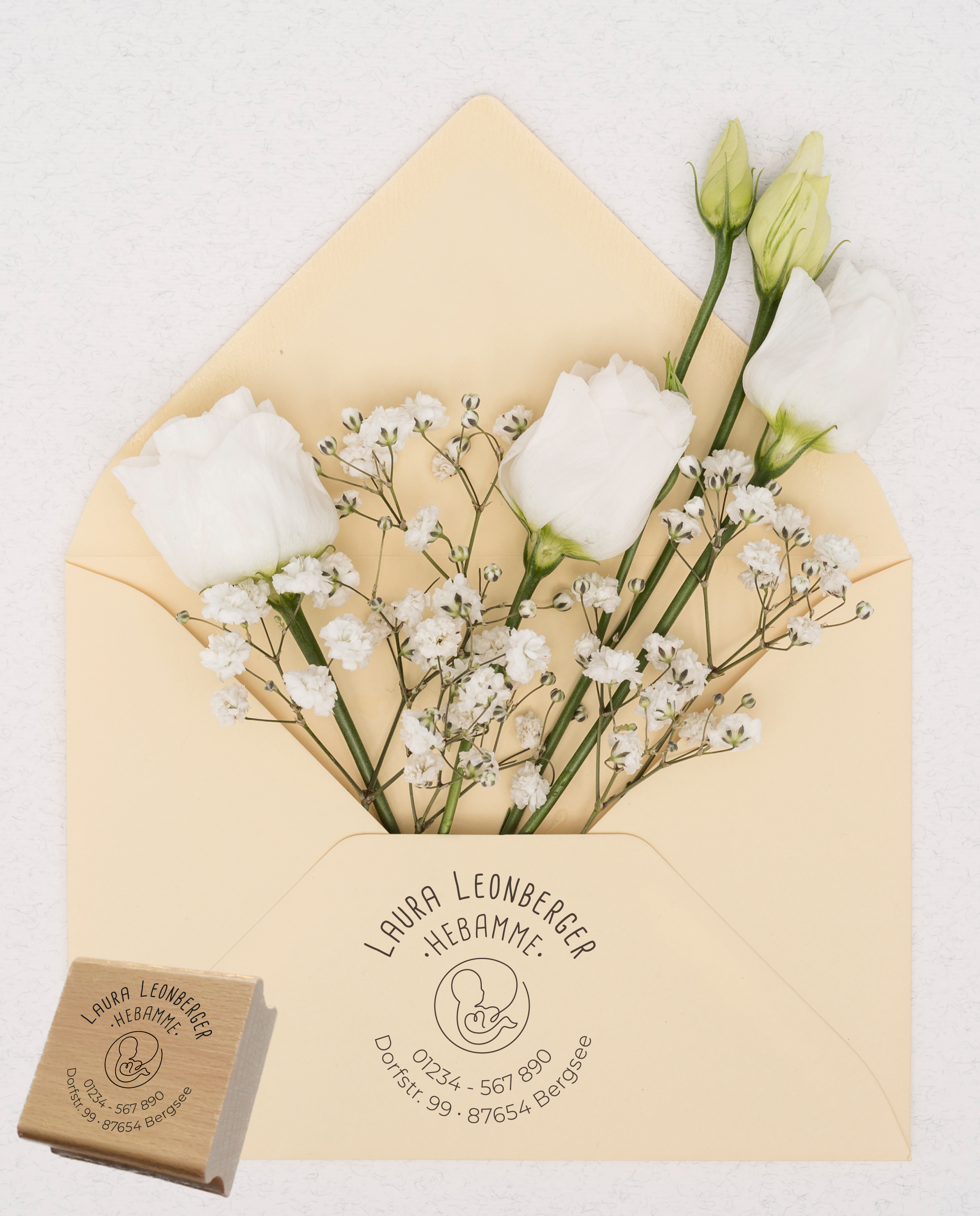 AdressSTEMPEL für Hebammen und Geburtshelfer "Herzbaby"