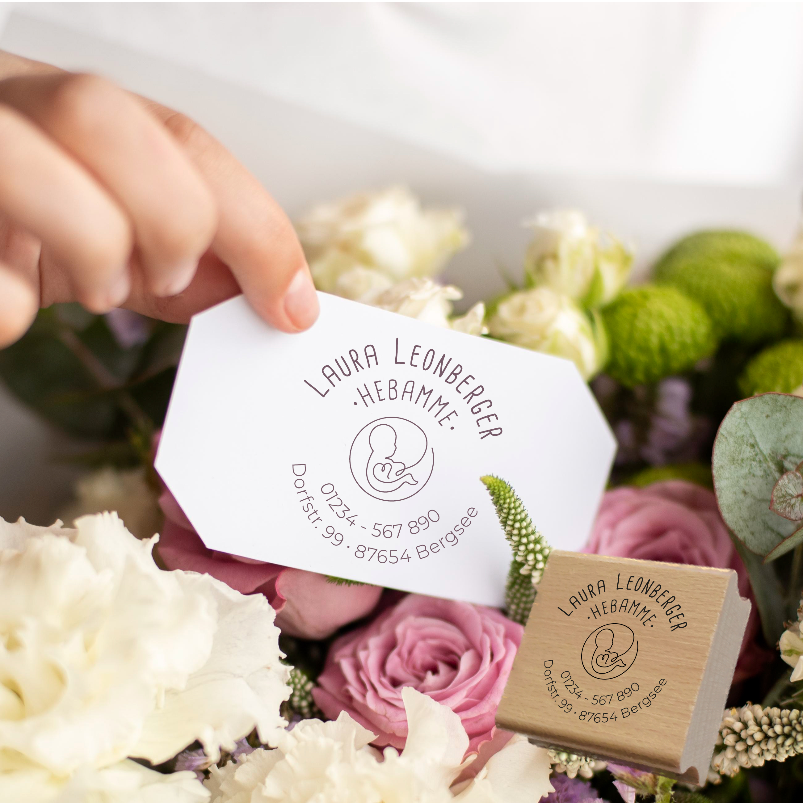 AdressSTEMPEL für Hebammen und Geburtshelfer "Herzbaby"