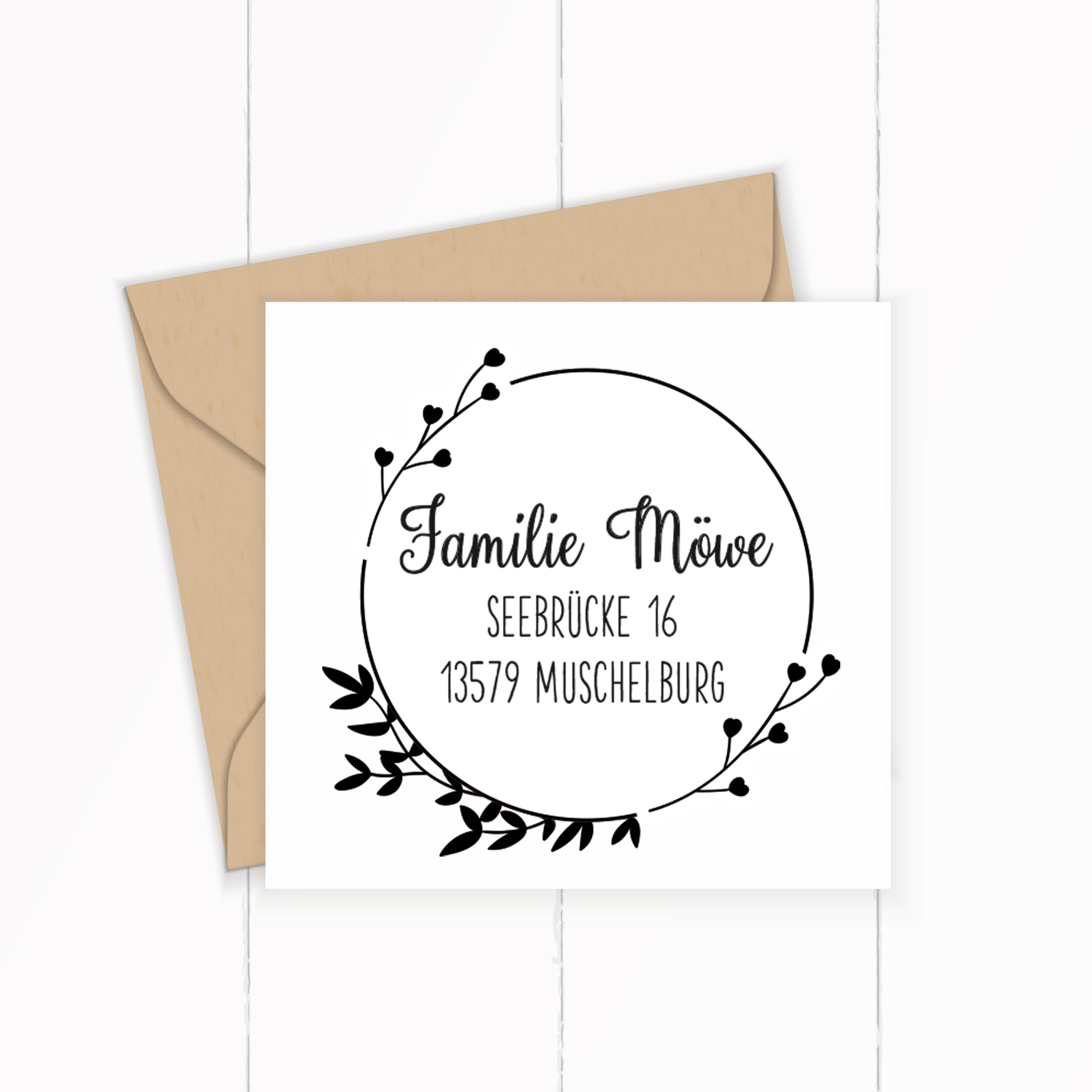 Personalisierter Adresstempel "Herzchenzweige" | 4–10 cm  - ST0155