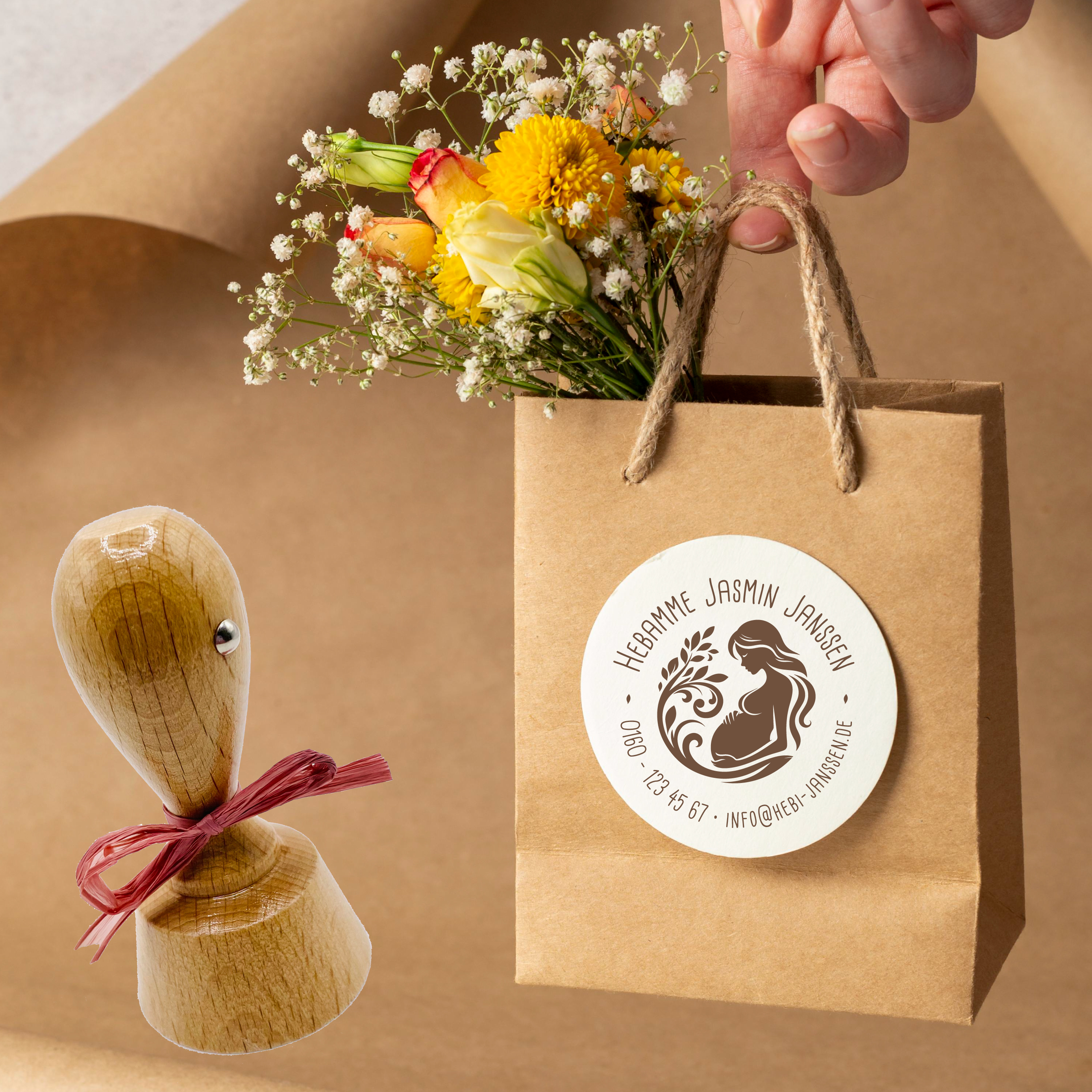 AdressSTEMPEL für Hebammen und Geburtshelfer "Jasmin"