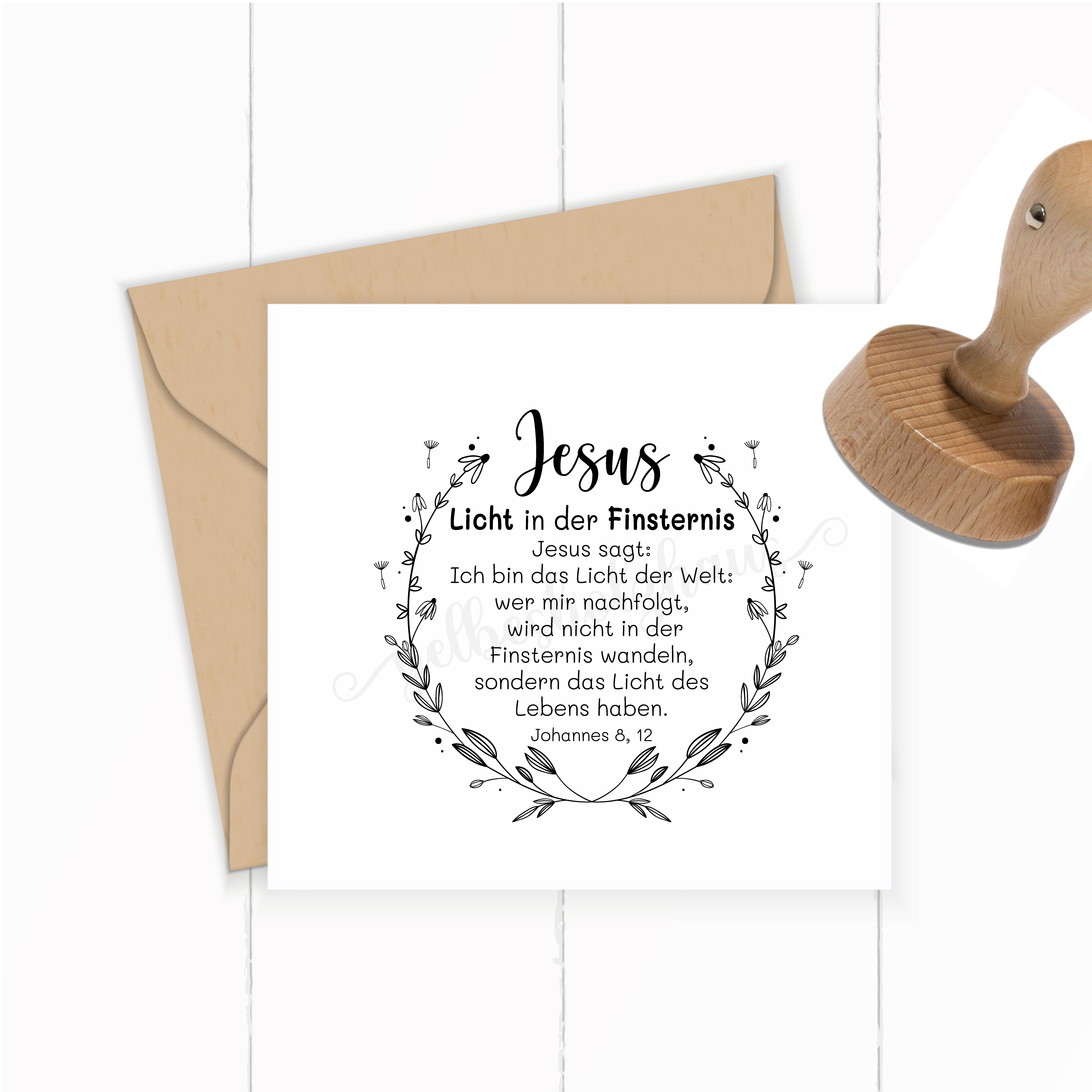 Bibelvers Stempel "Johannes 8,12 - Licht in der Finsternis"