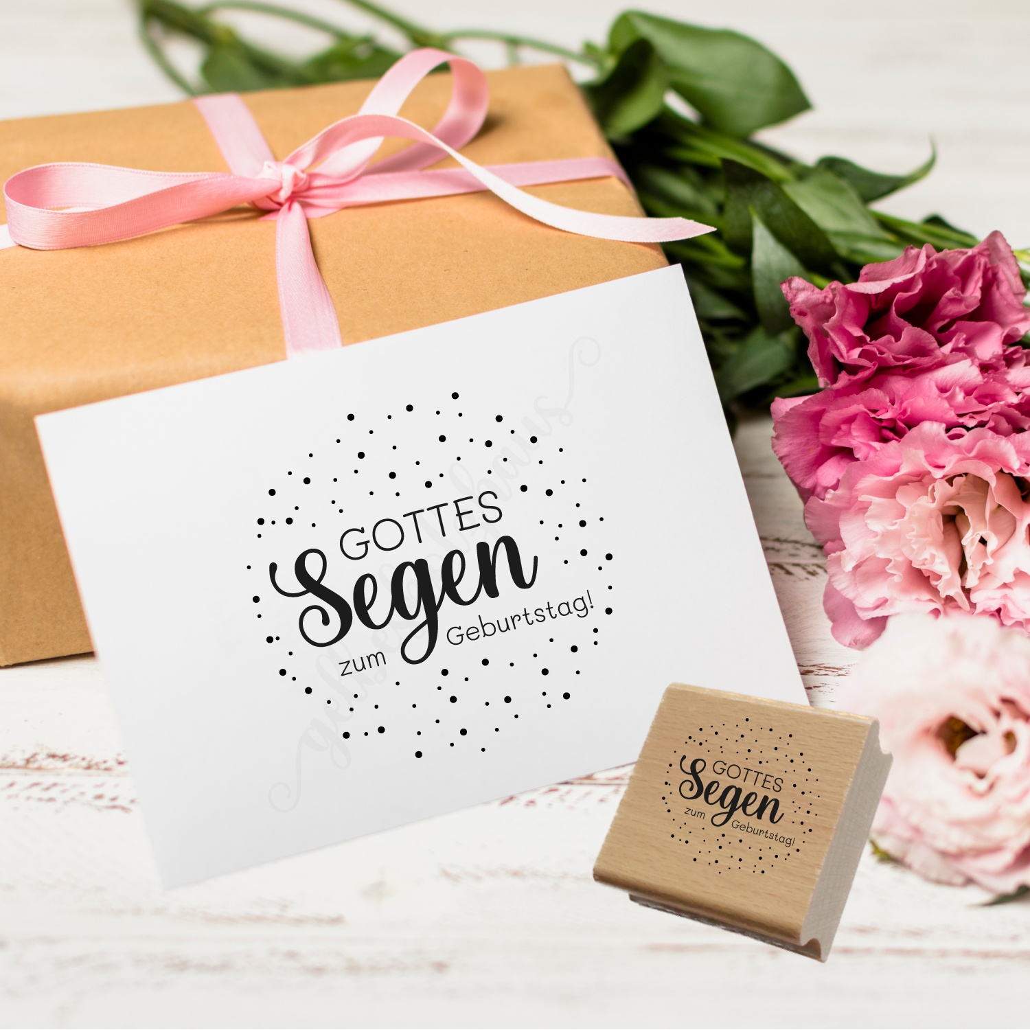 Konfetti-STEMPEL "Gottes Segen zum Geburtstag!"