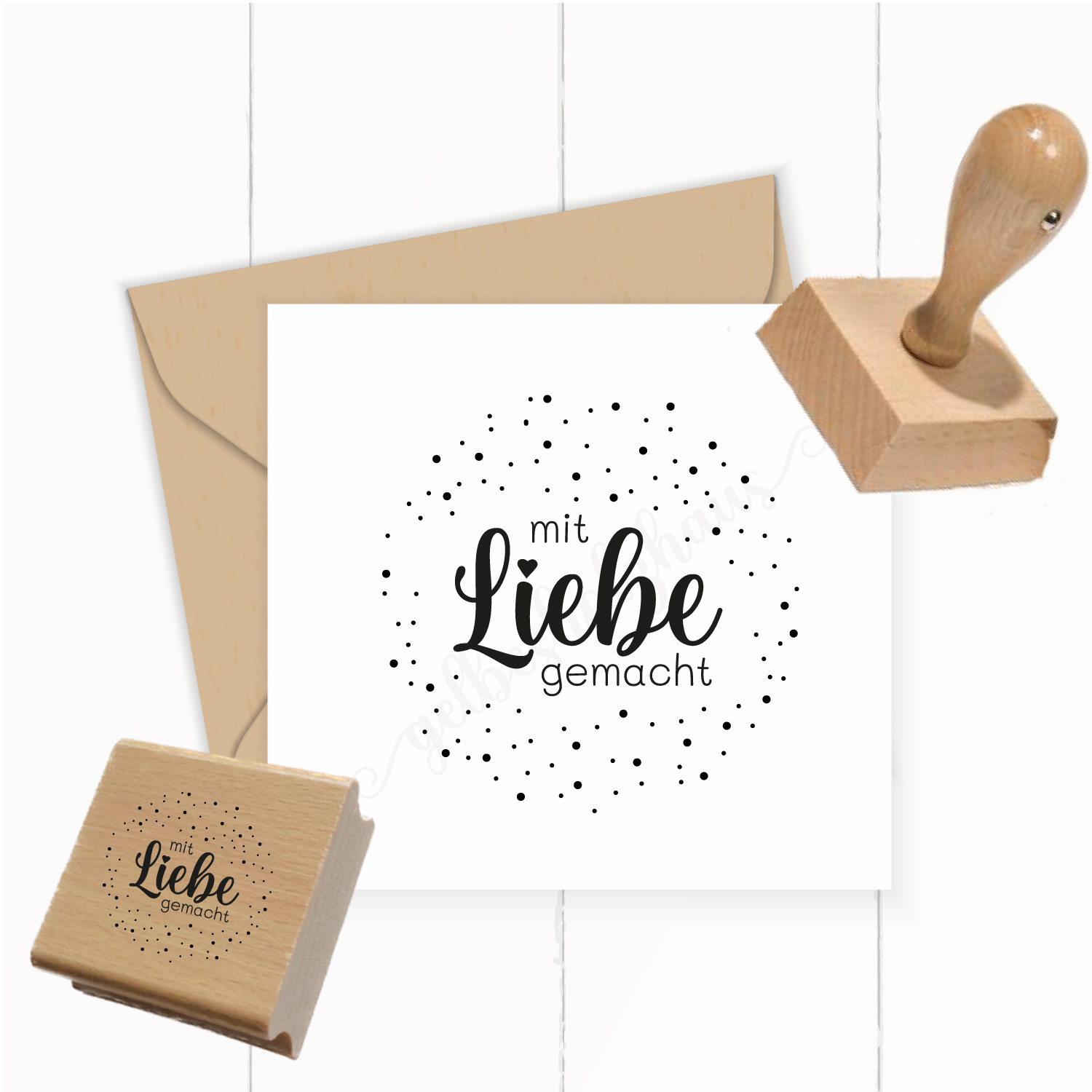 Konfetti-STEMPEL "mit Liebe gemacht"