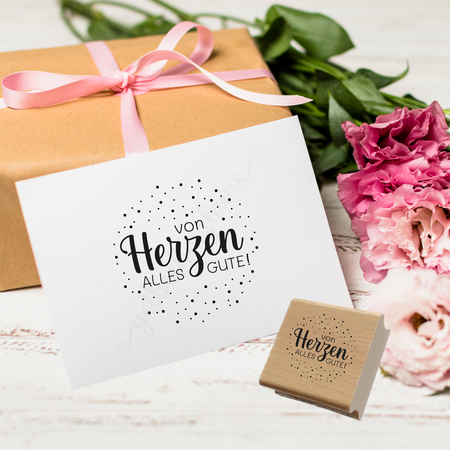 Konfetti-STEMPEL "von Herzen alles Gute!"