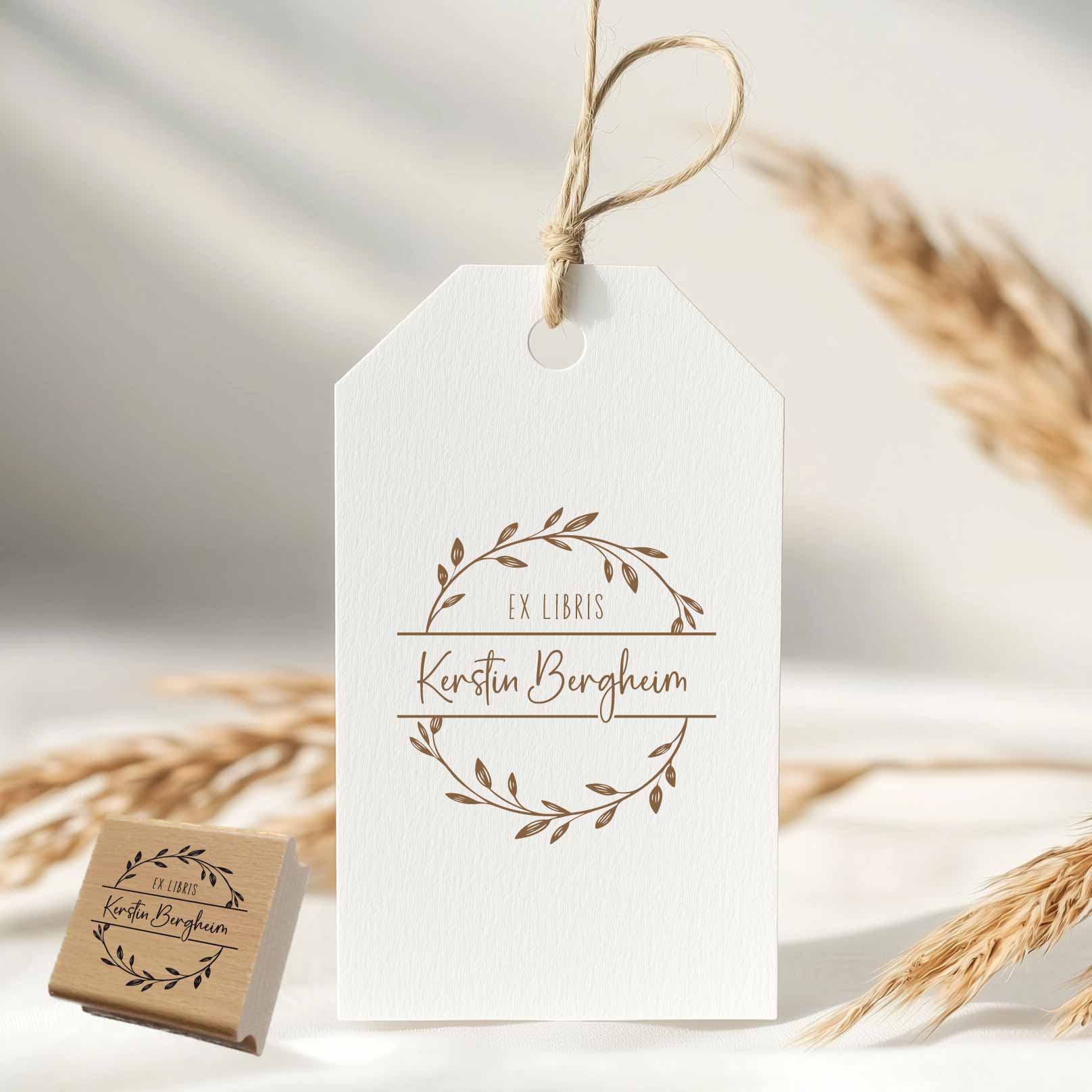 Bücherstempel | Blätterkranz – personalisierbar mit Name