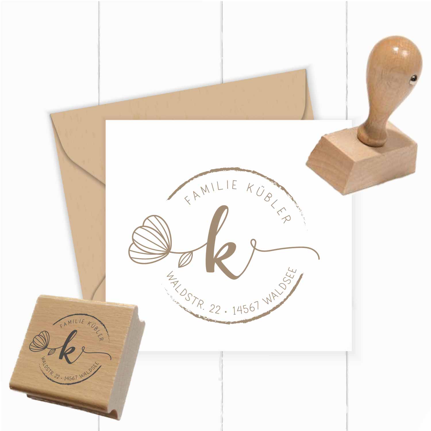Personalisierter Adresstempel "Kübler" | 4–10 cm  - ST0339