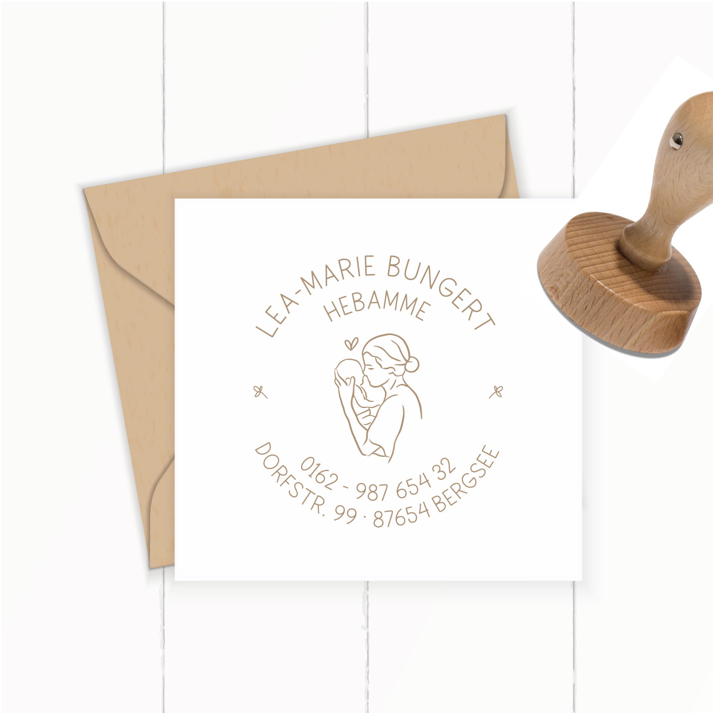 Adressstempel für Hebammen & Geburtshelfer "Lea-Marie" – personalisiert
