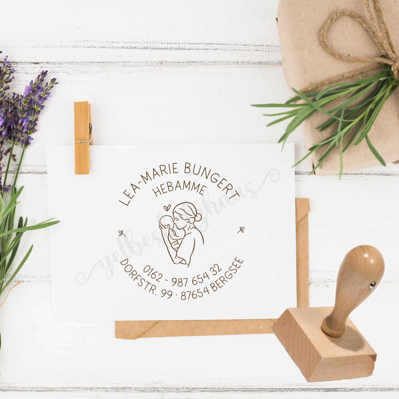 Adressstempel für Hebammen & Geburtshelfer "Lea-Marie" – personalisiert