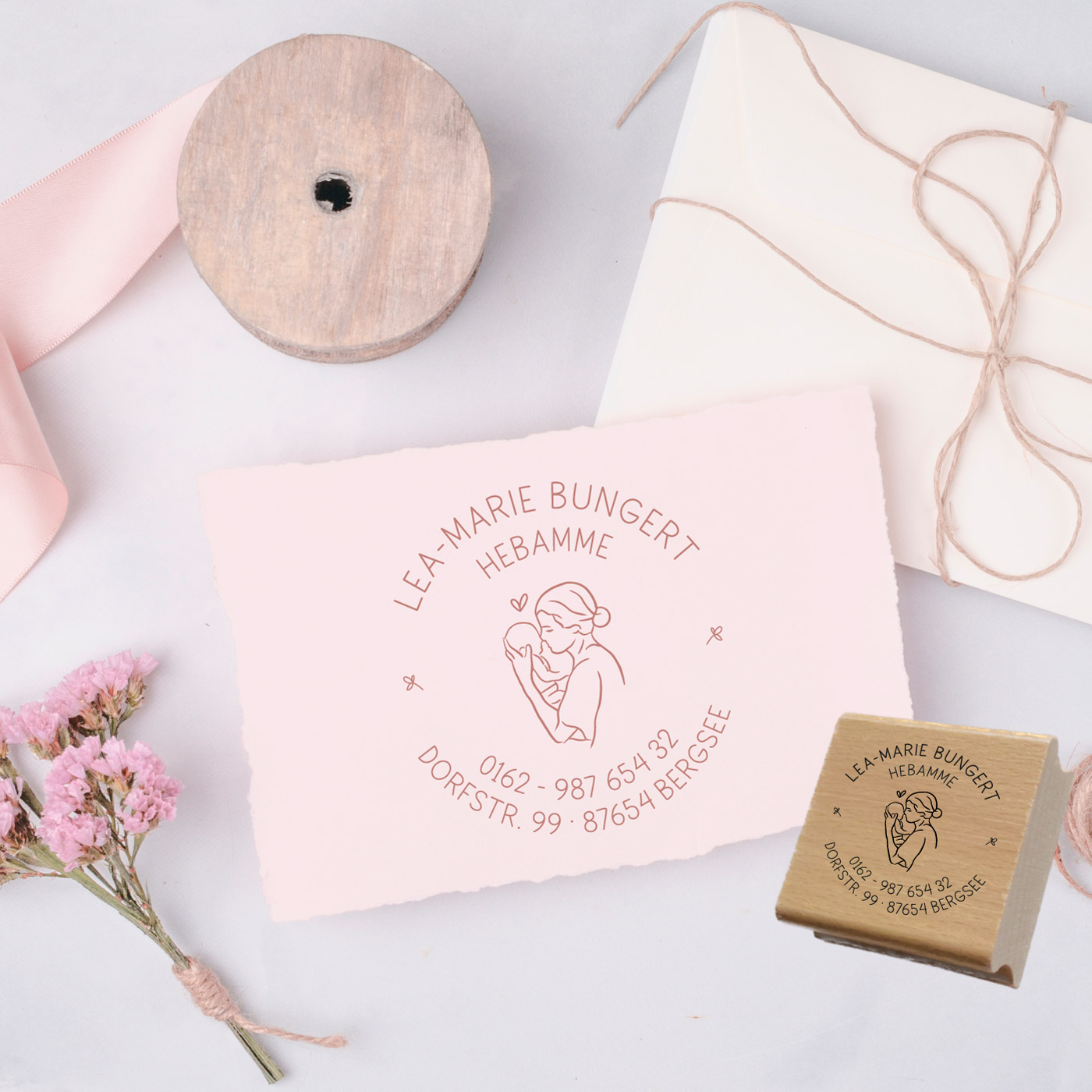 Adressstempel für Hebammen & Geburtshelfer "Lea-Marie" – personalisiert
