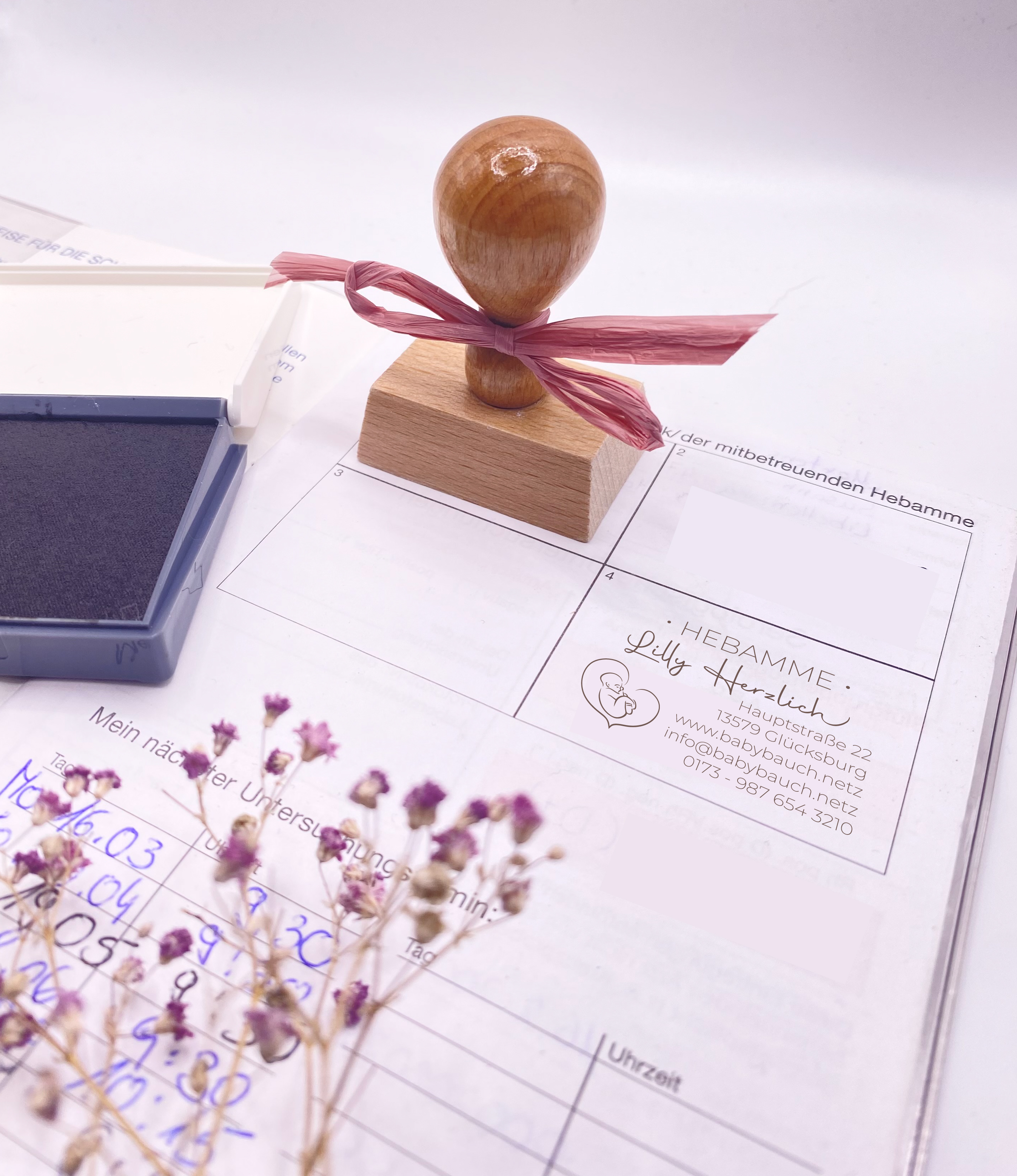 Personalisierter Hebammenstempel<br> – passend für den Mutterpass