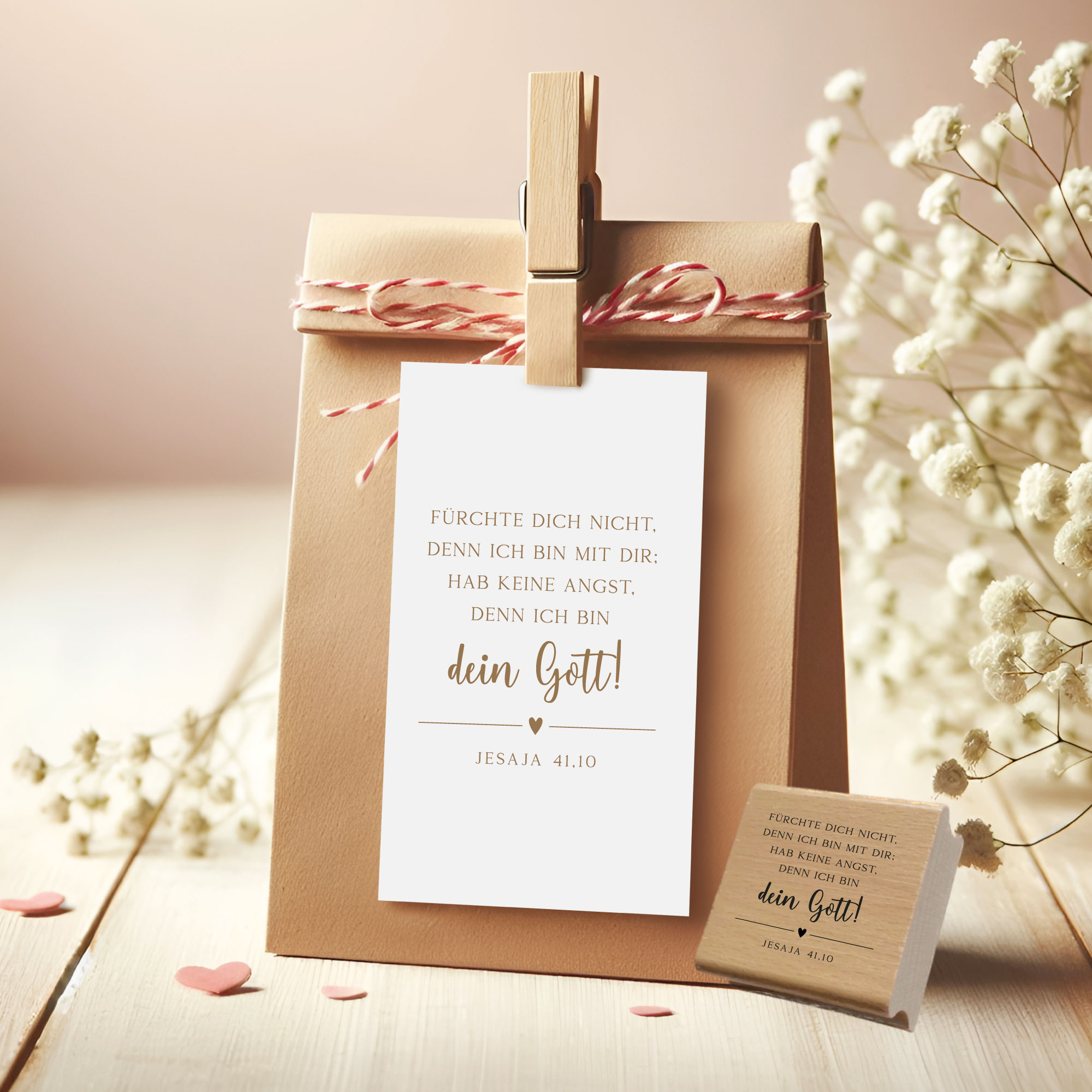Stempel Jahreslosung 2027 "Fürchte dich nicht, denn ich bin mit dir" Jesaja 41,10 | Herz