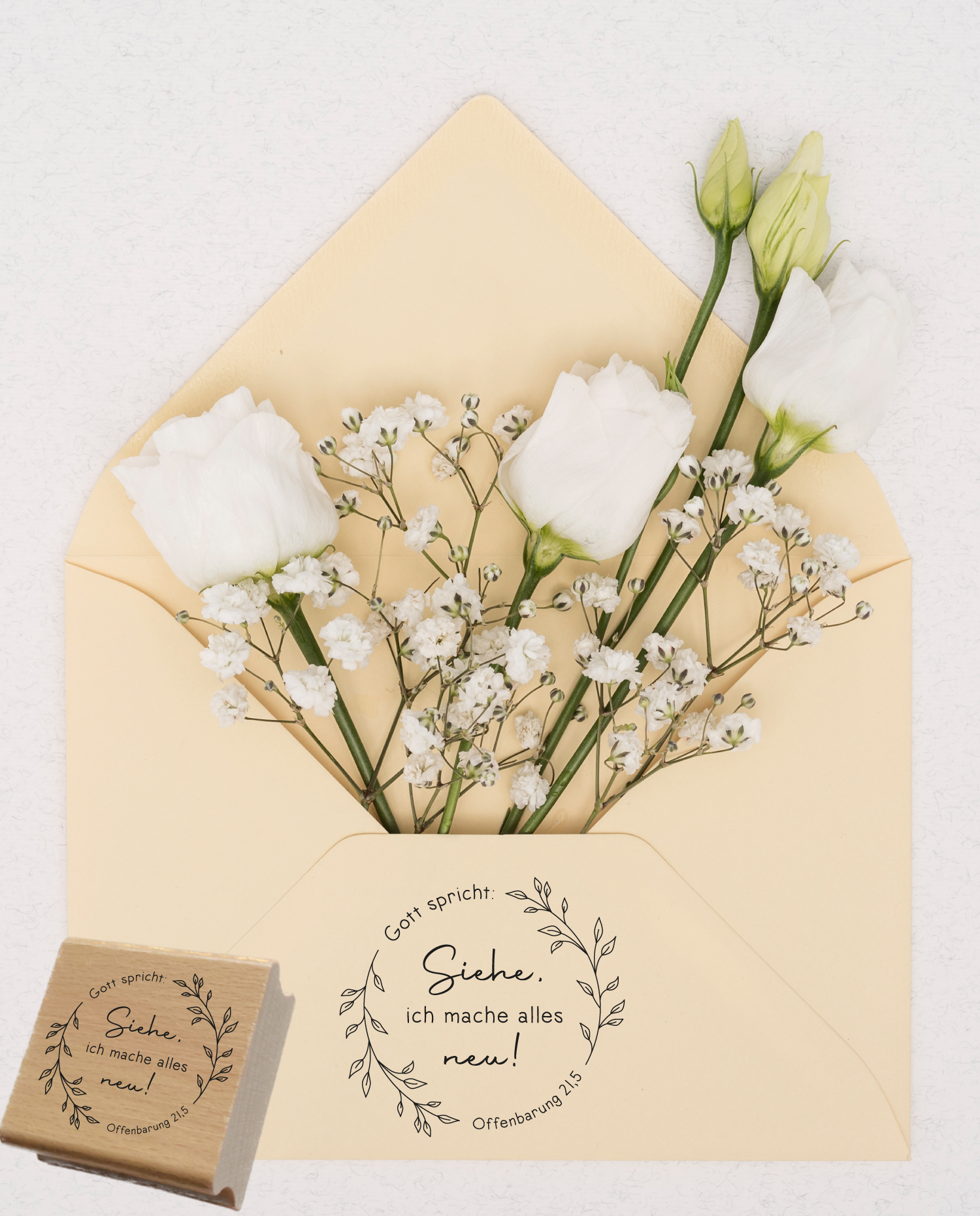 Stempel Jahreslosung 2026 "Gott spricht: Siehe, ich mache alles neu!" Kranz