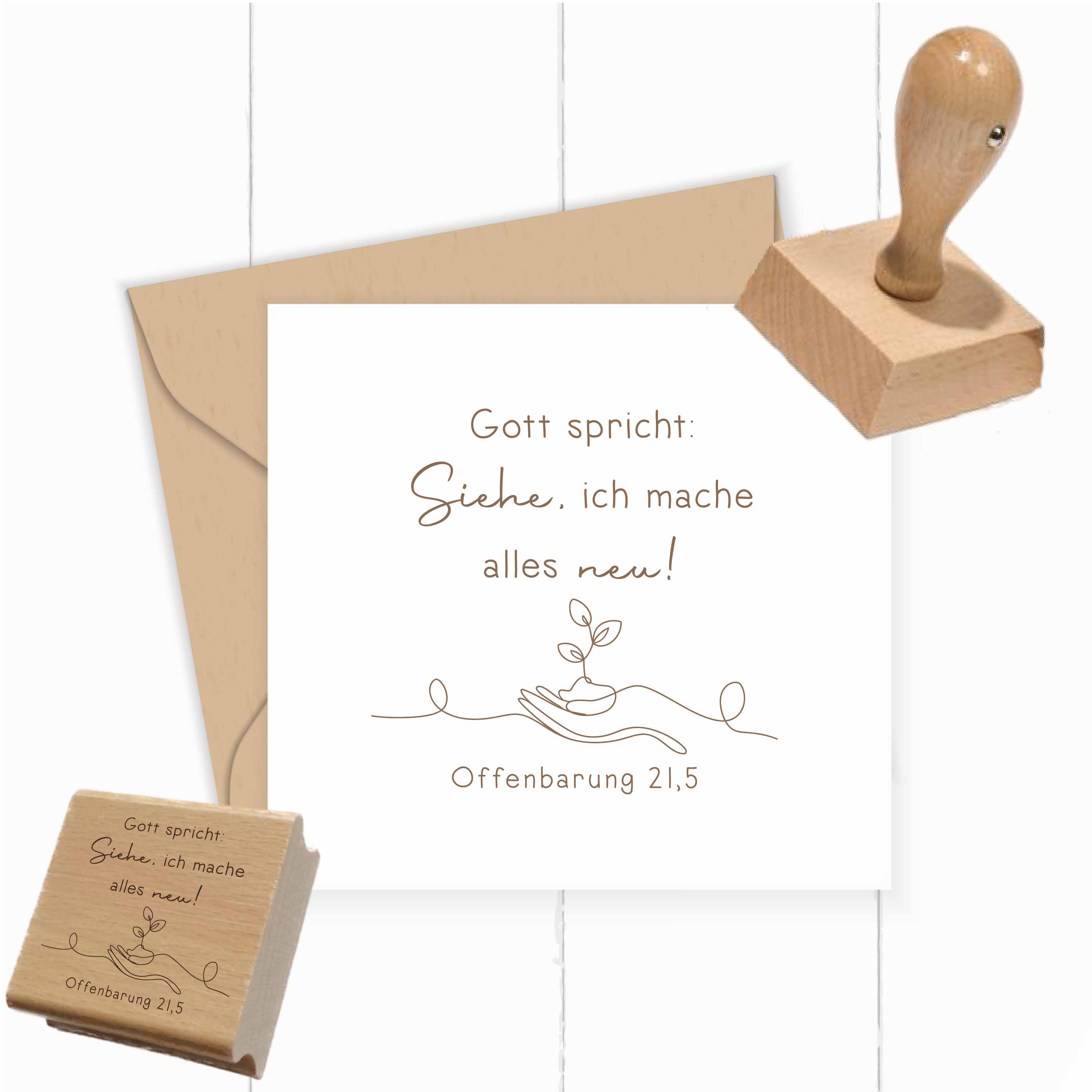 Stempel Jahreslosung 2026 "Gott spricht: Siehe, ich mache alles neu!" Pflanze - ST0363