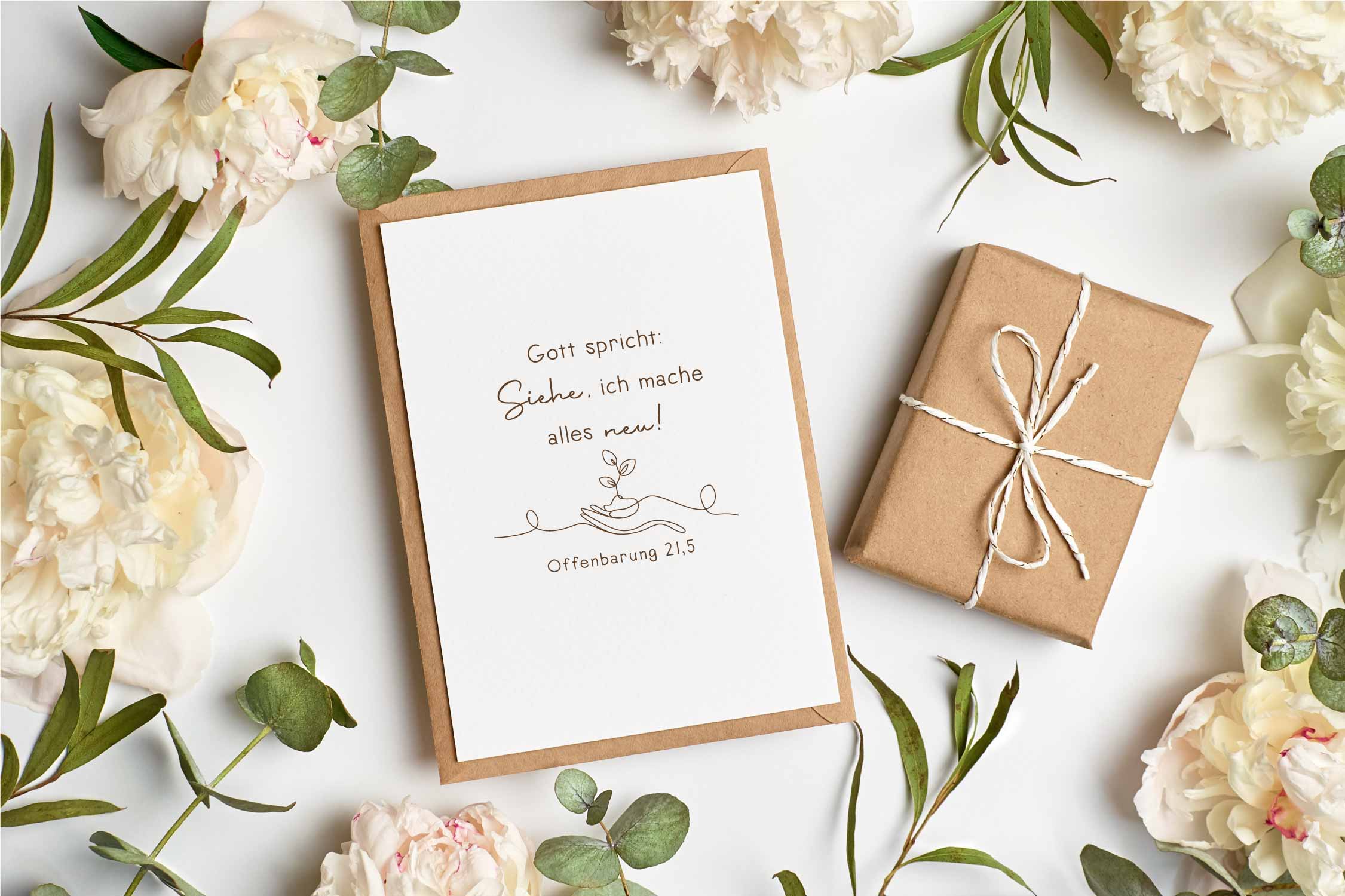 Stempel Jahreslosung 2026 "Gott spricht: Siehe, ich mache alles neu!" Pflanze