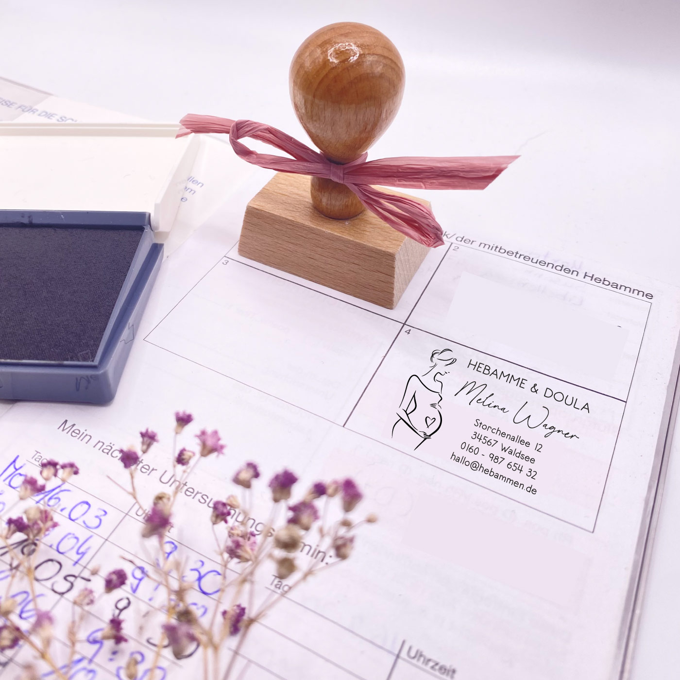 Adressstempel für Hebammen & Geburtshelfer "Melina" – personalisiert
