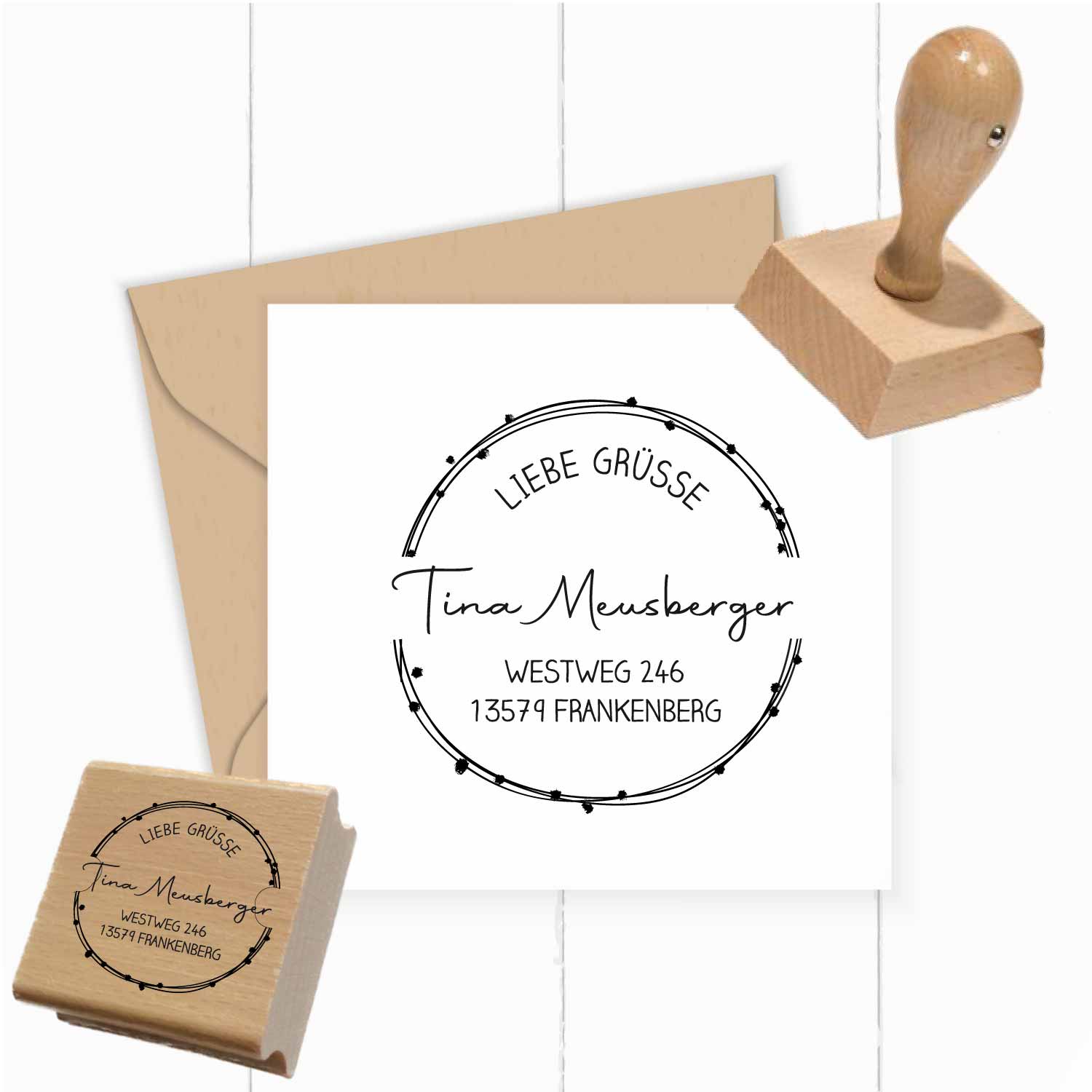Personalisierter Adresstempel "Meusberger" | 4–10 cm 