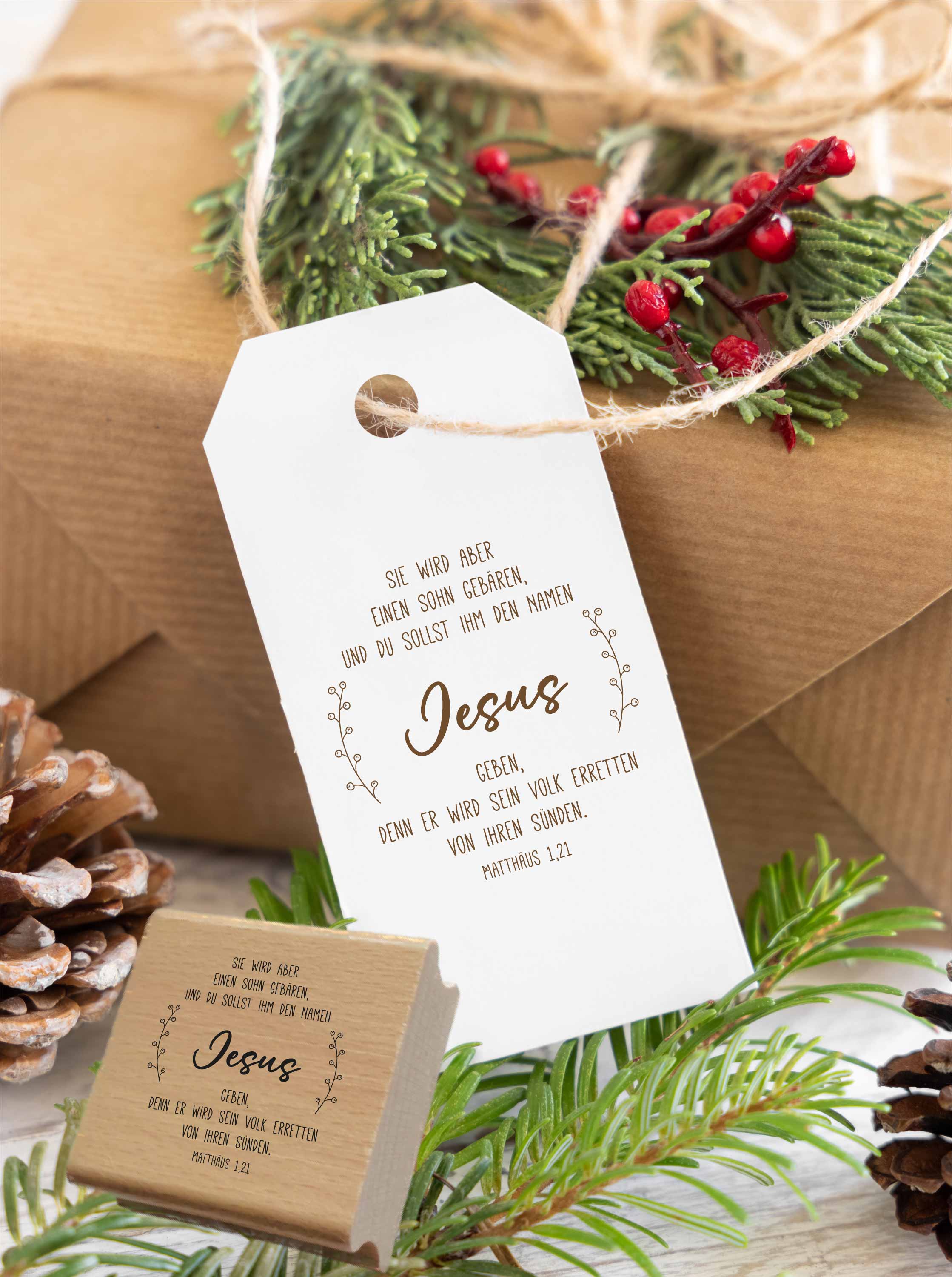 Weihnachts STEMPEL "Jesus - der Retter - Matthäus 1,21"
