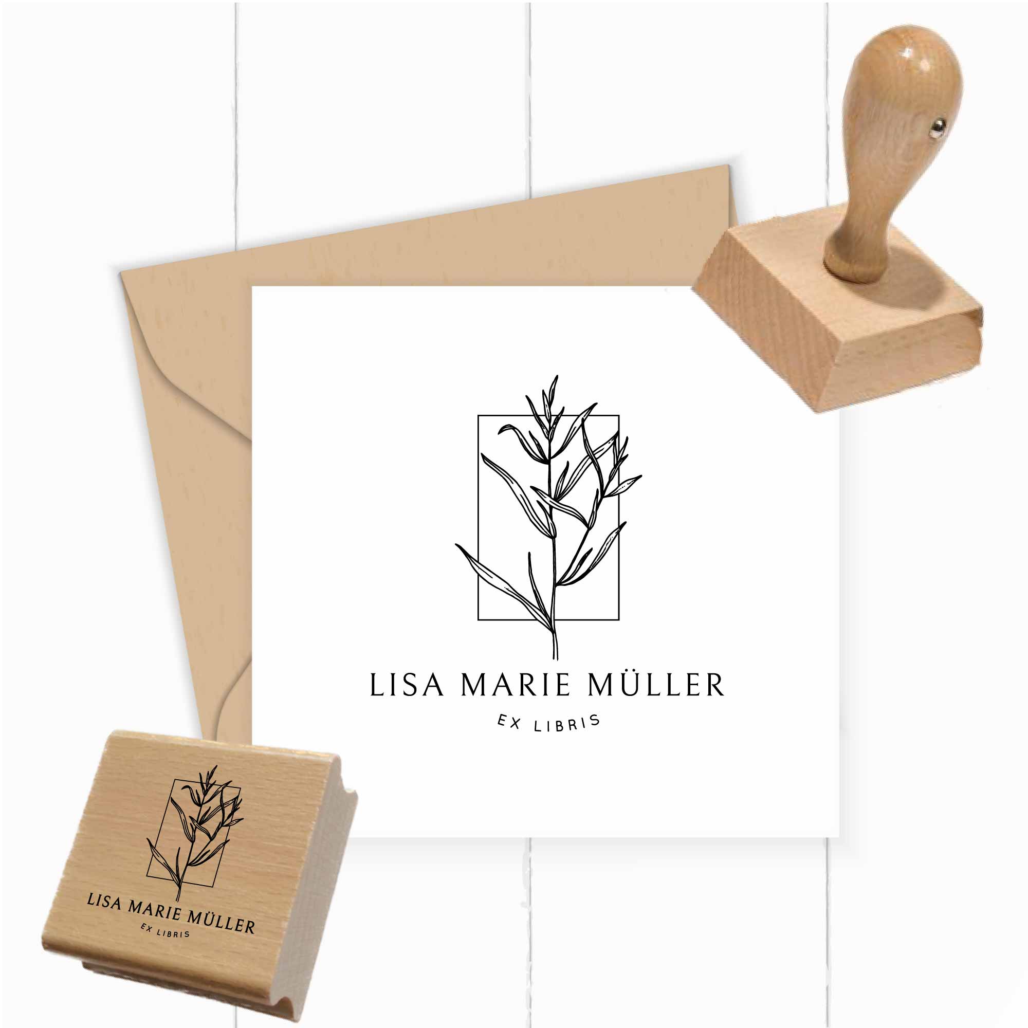 Ex Libris Stempel | minimalistischer Pflanzenzweig - ST0501