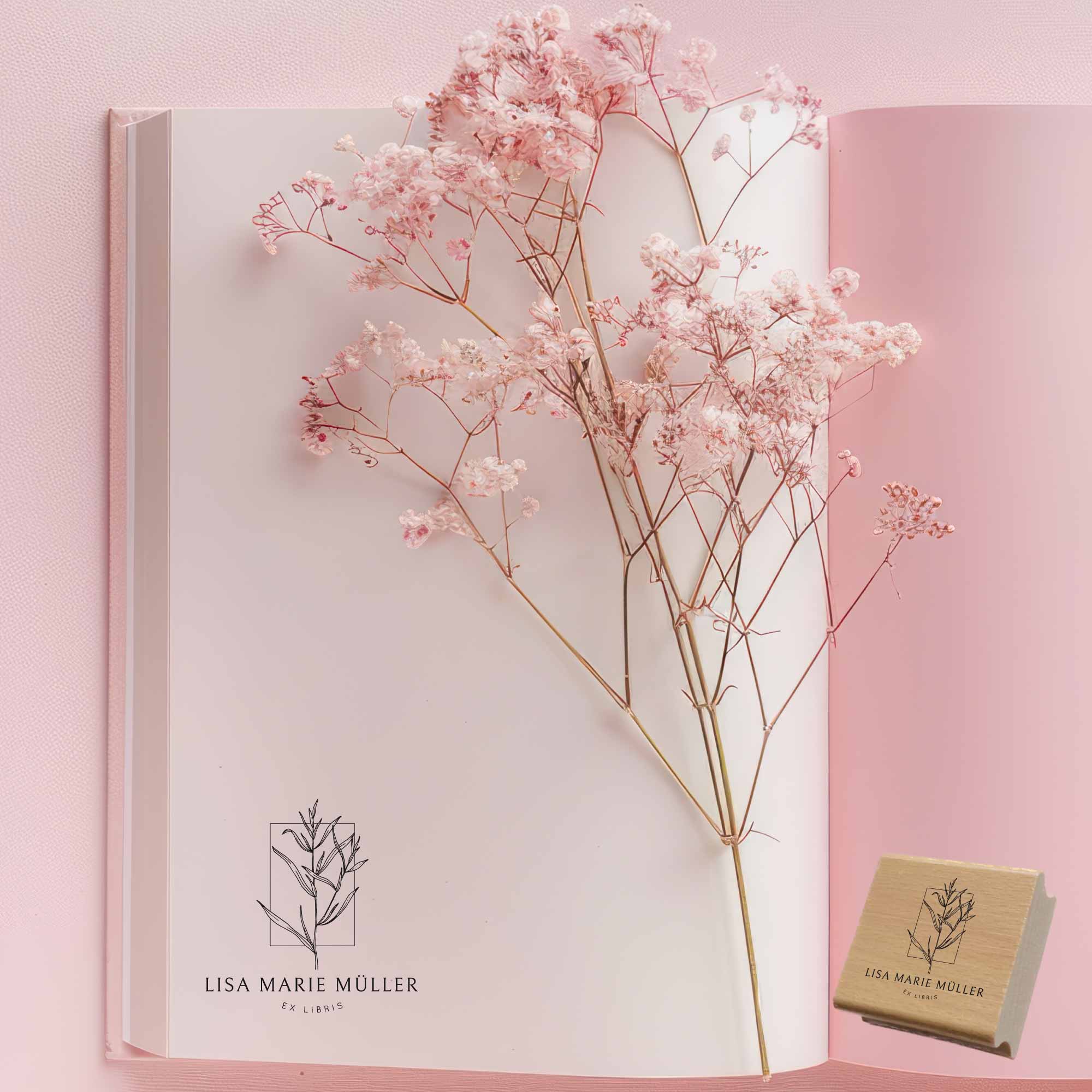 Ex Libris Stempel | minimalistischer Pflanzenzweig