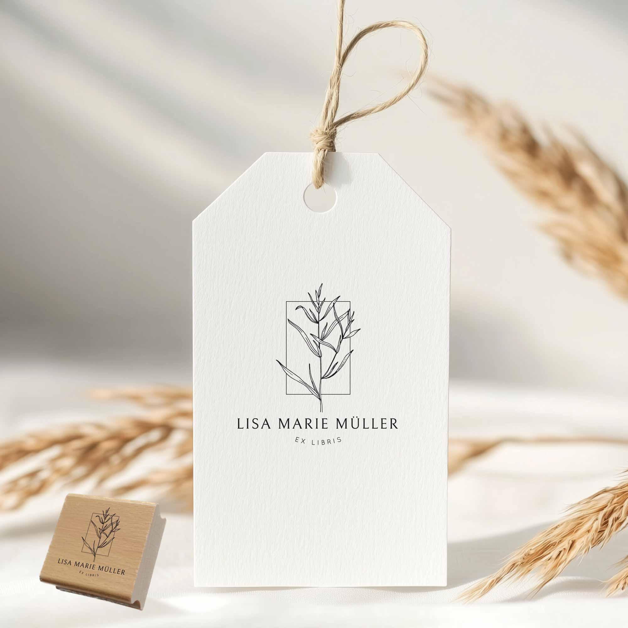 Ex Libris Stempel | minimalistischer Pflanzenzweig