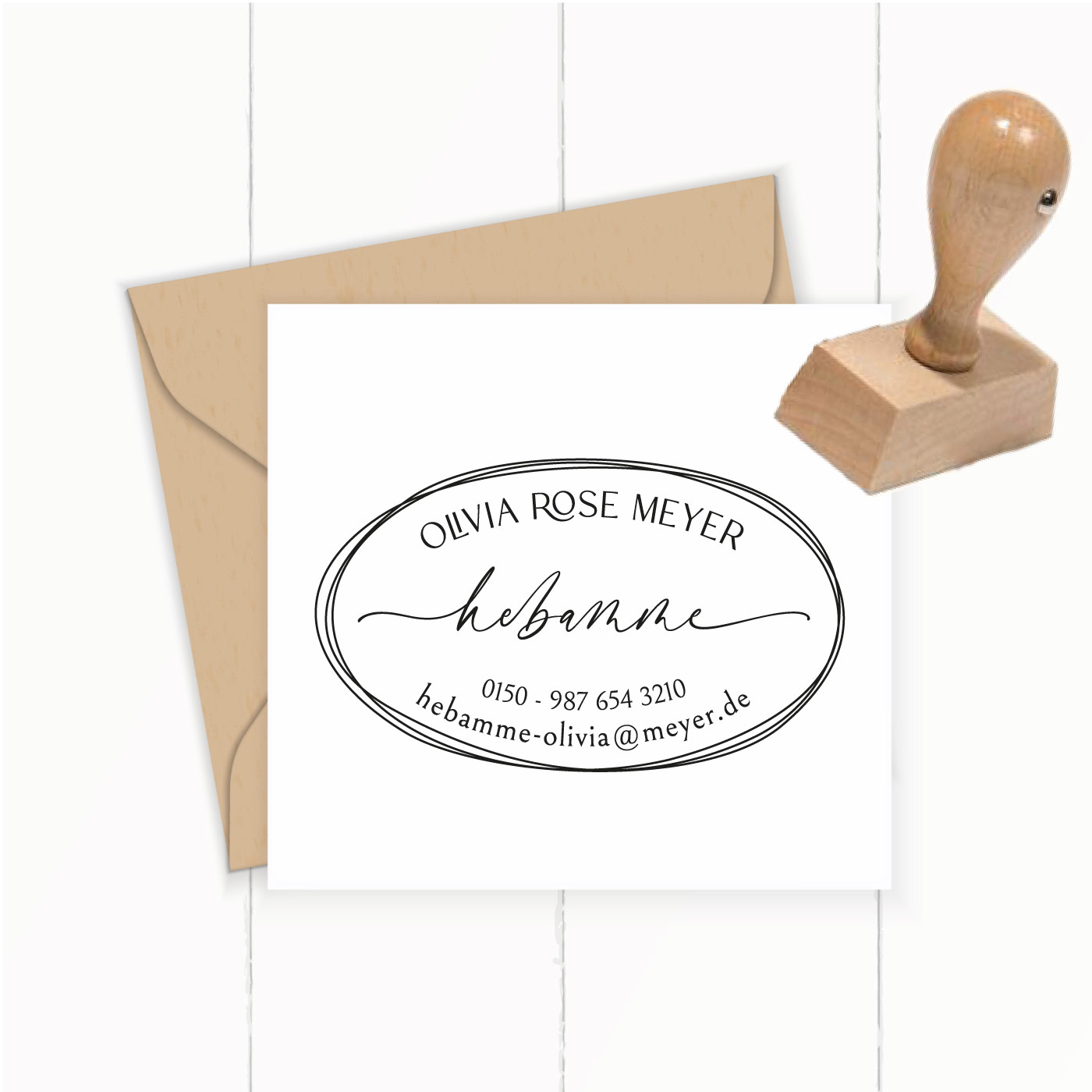 Adressstempel für Hebammen & Geburtshelfer "Olivia Rose" – personalisiert