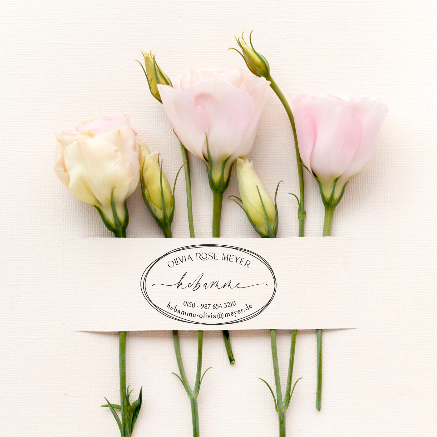 Adressstempel für Hebammen & Geburtshelfer "Olivia Rose" – personalisiert