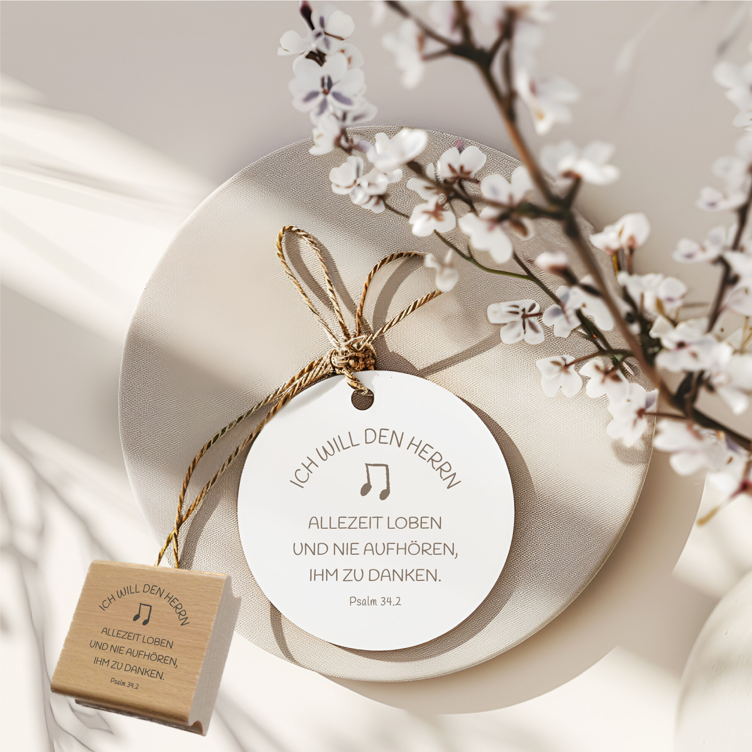 Bibelversstempel Ich will den Herrn allezeit loben - Psalm 34,2