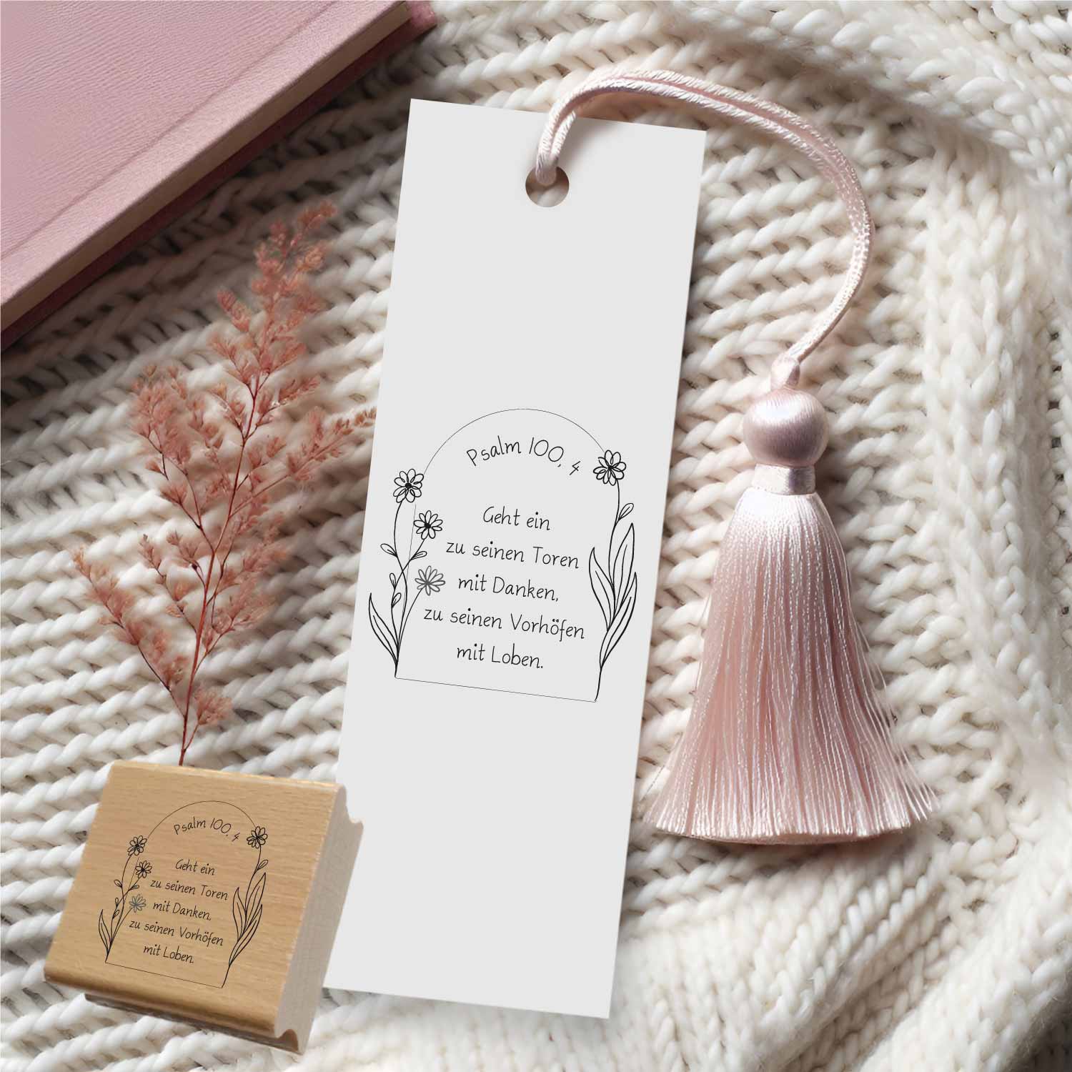 Bibelversstempel - Geht ein zu seinen Toren mit Danken - Psalm 100,4