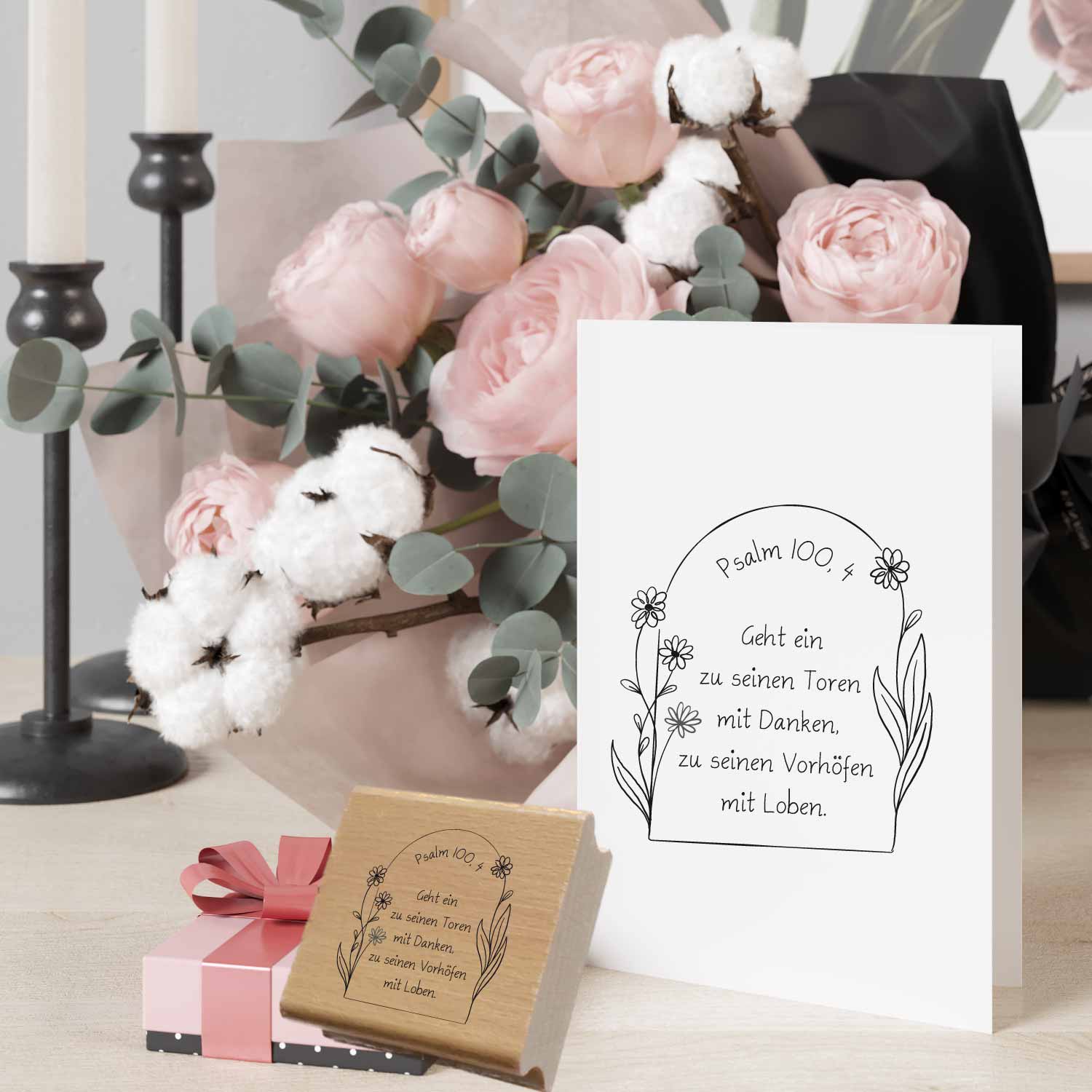 Bibelversstempel - Geht ein zu seinen Toren mit Danken - Psalm 100,4