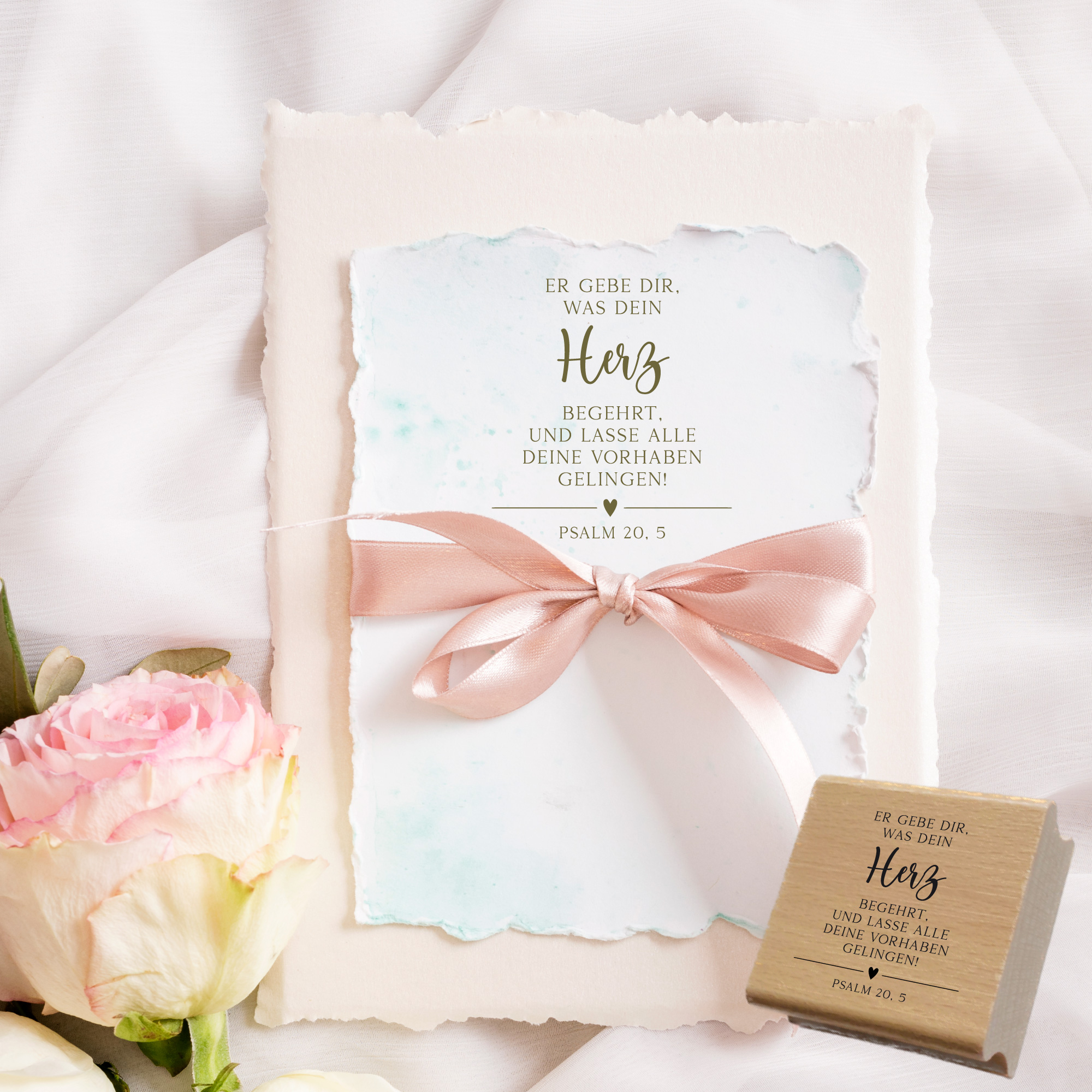 Bibelvers Stempel „Er gebe dir, was dein Herz begehrt“ – Psalm 20,5