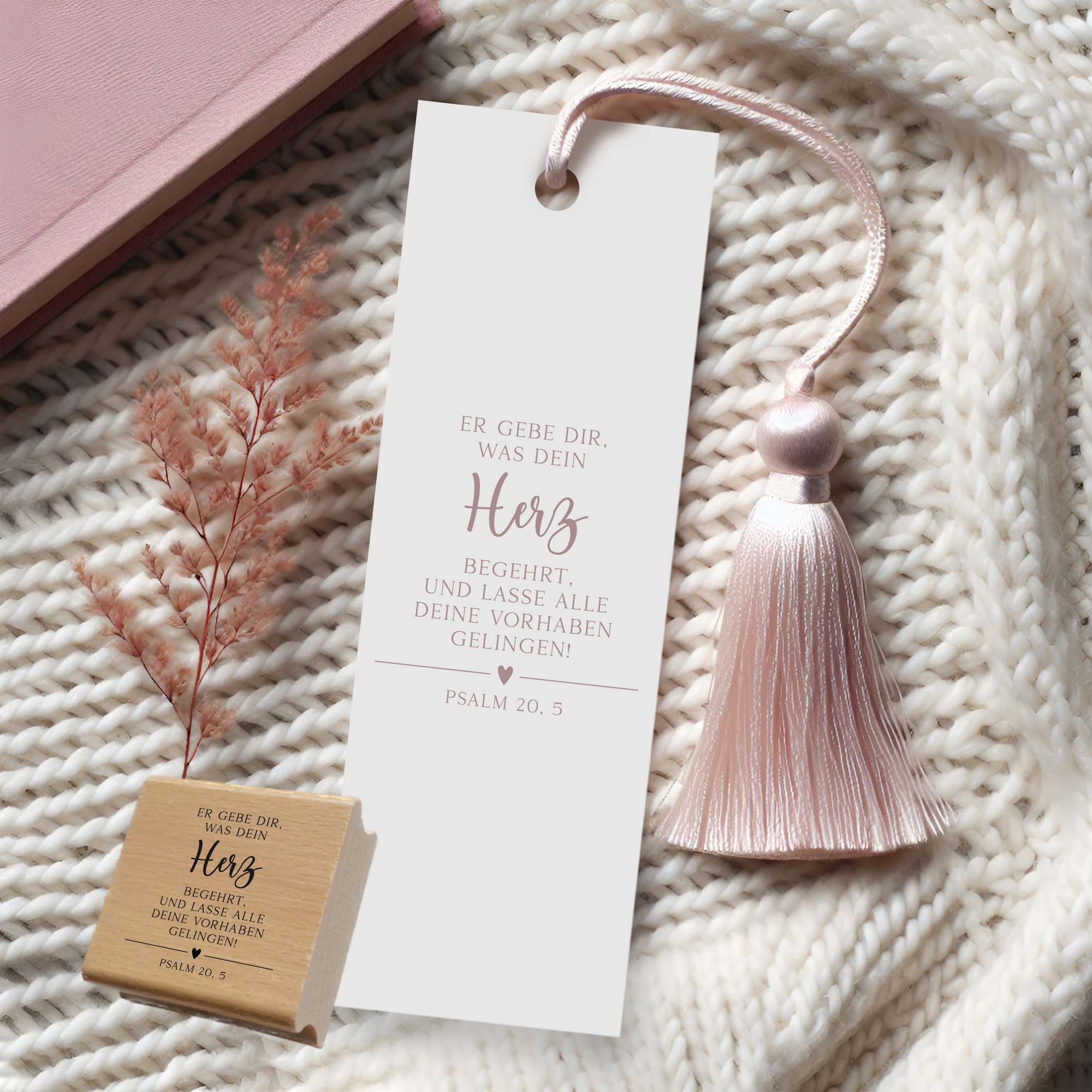Bibelvers Stempel „Er gebe dir, was dein Herz begehrt“ – Psalm 20,5