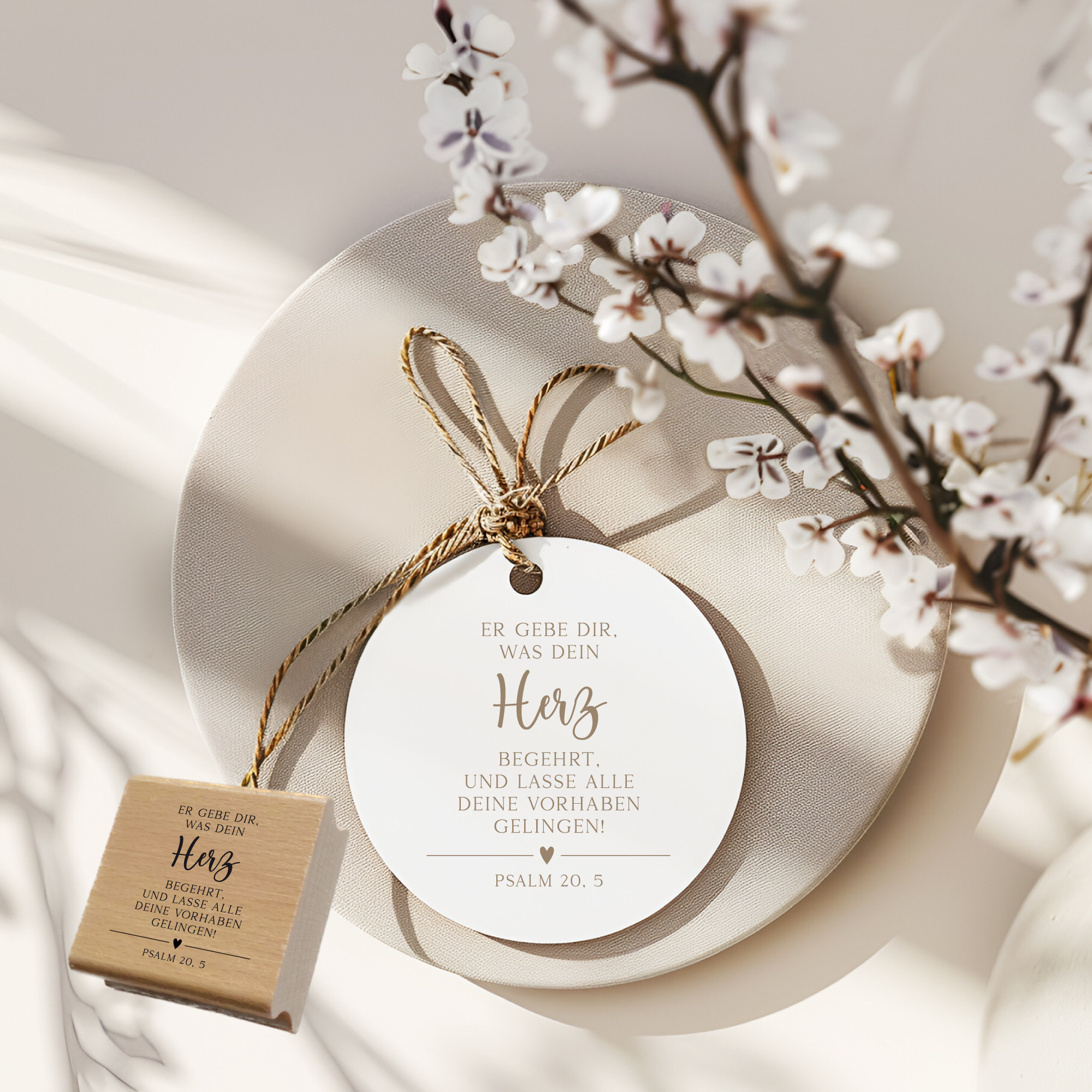 Bibelvers Stempel „Er gebe dir, was dein Herz begehrt“ – Psalm 20,5