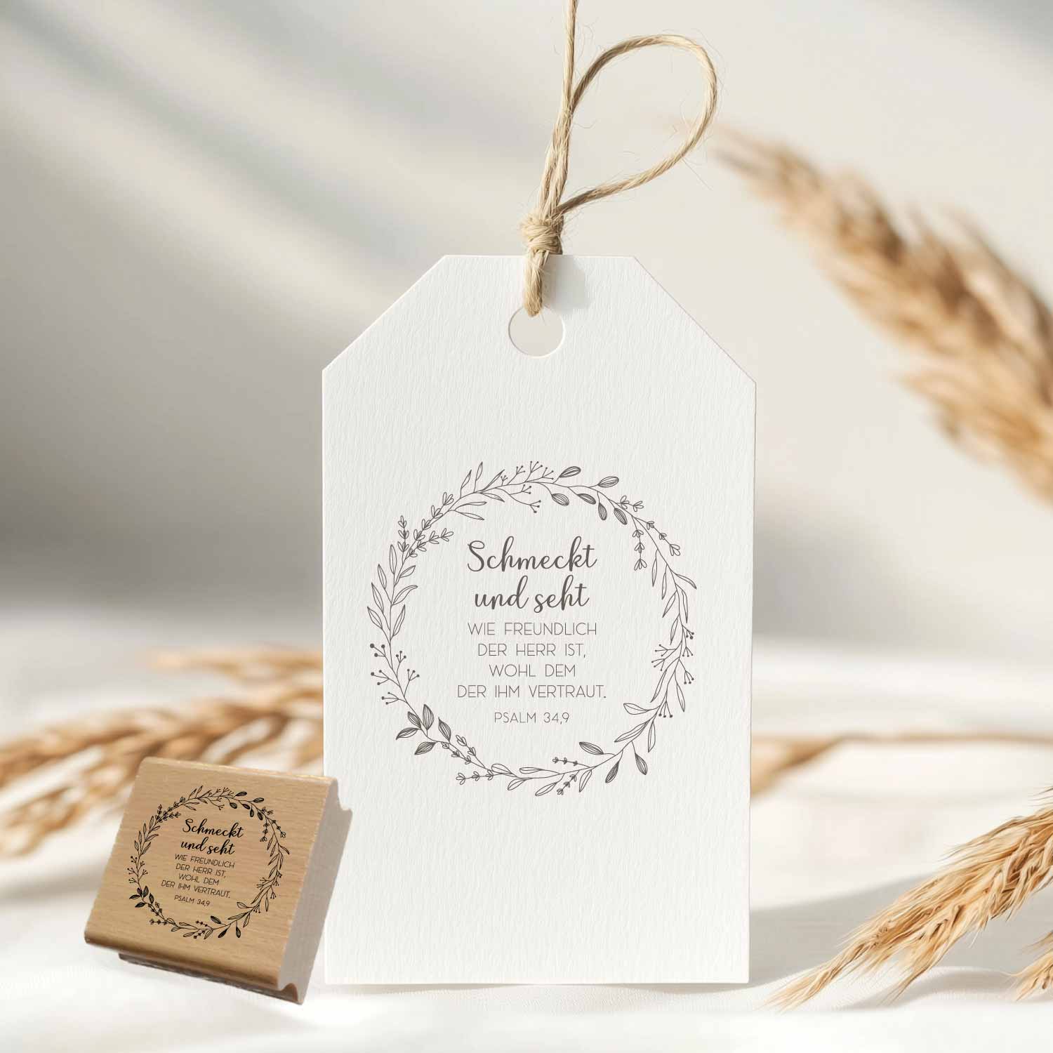 Bibelvers Stempel „Schmeckt und seht wie freundlich der Herr ist“ – Psalm 34,9